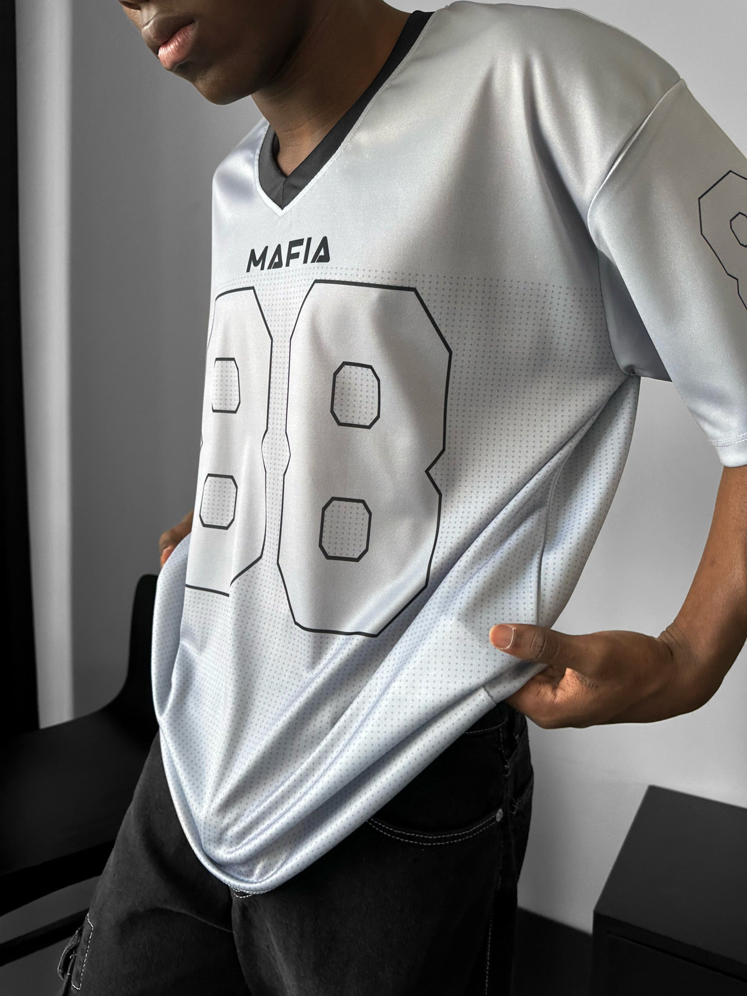 Oversize Varsity Mafia T-Shirt - Grey