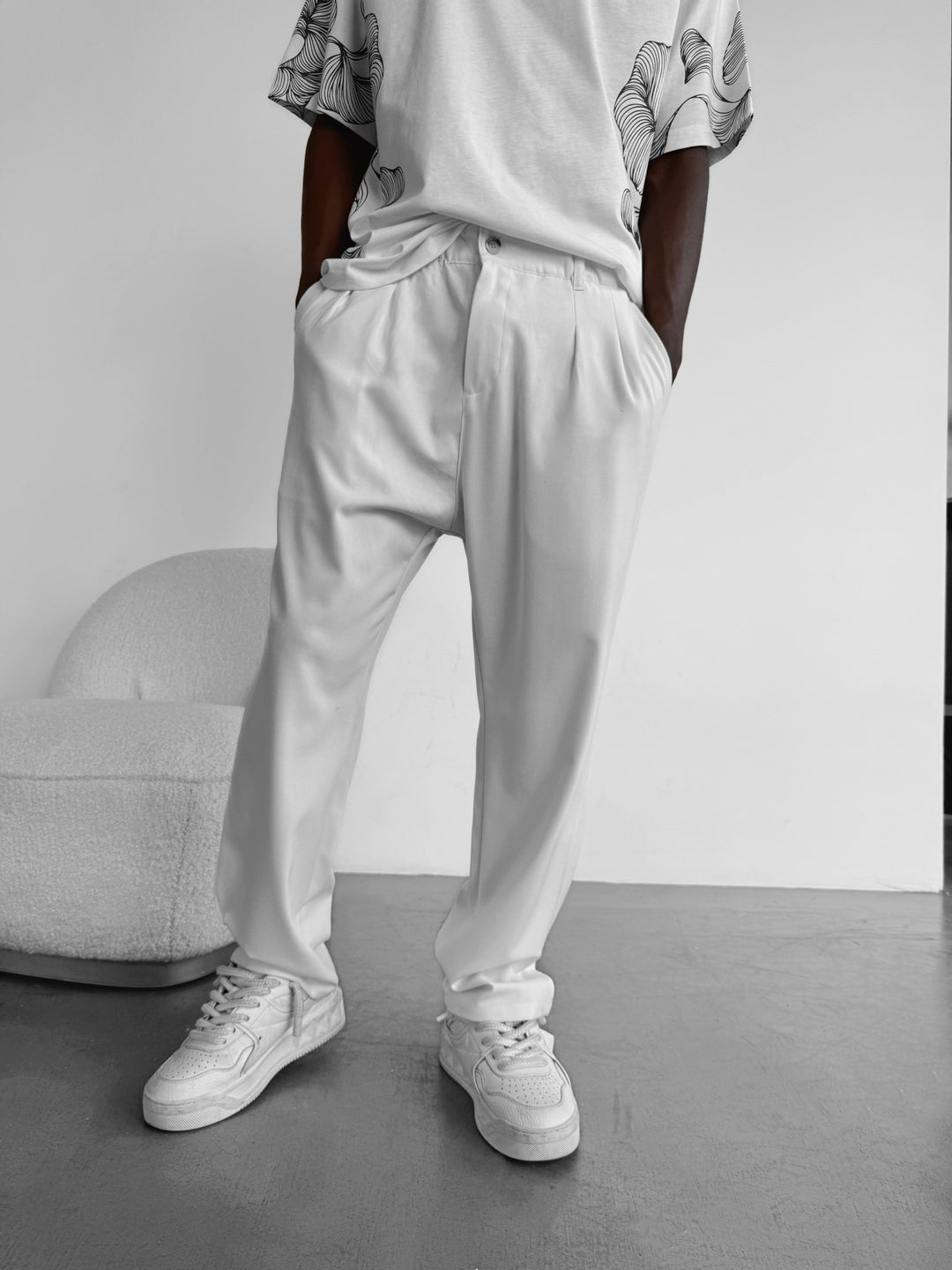 Baggy Chino Trousers - Ecru
