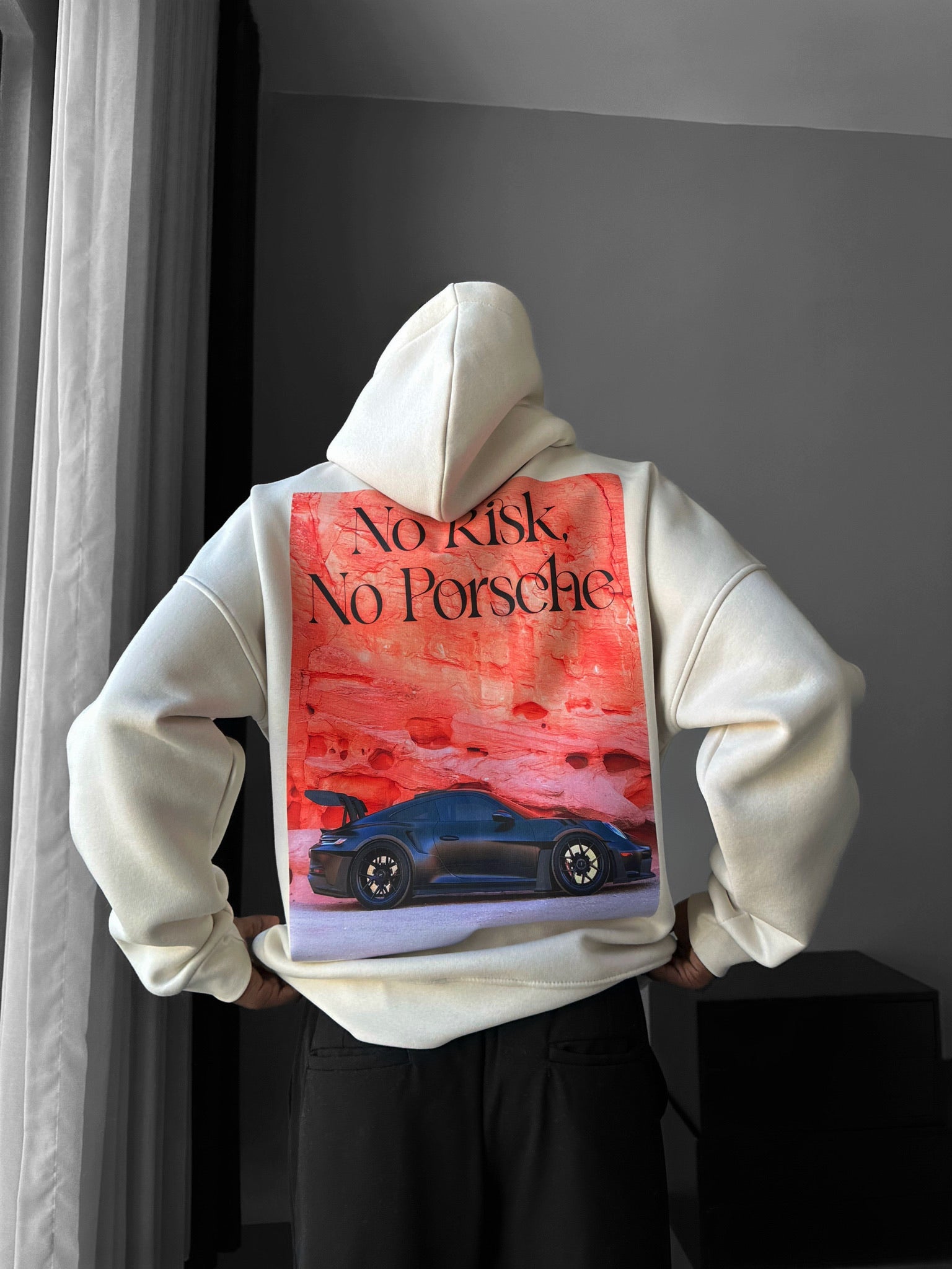 Oversize Porsche Hoodie - Beige