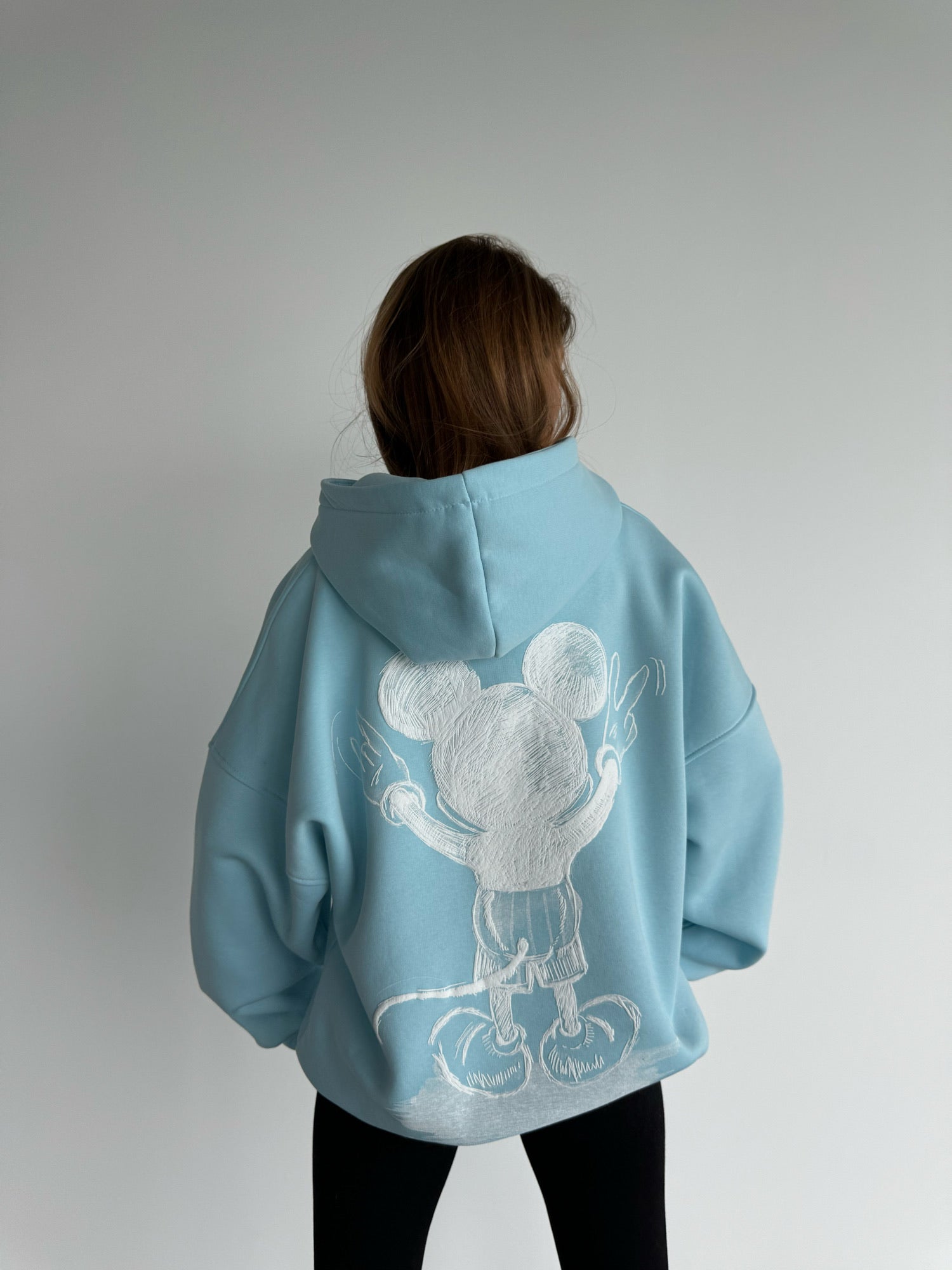 Oversize Mouse Hoodie - Babyblue and White
