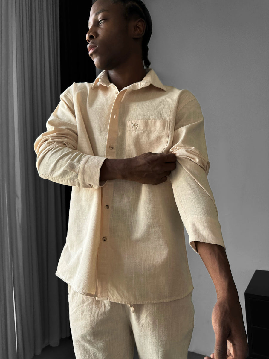 Oversize Linen Suit Shirt - Beige