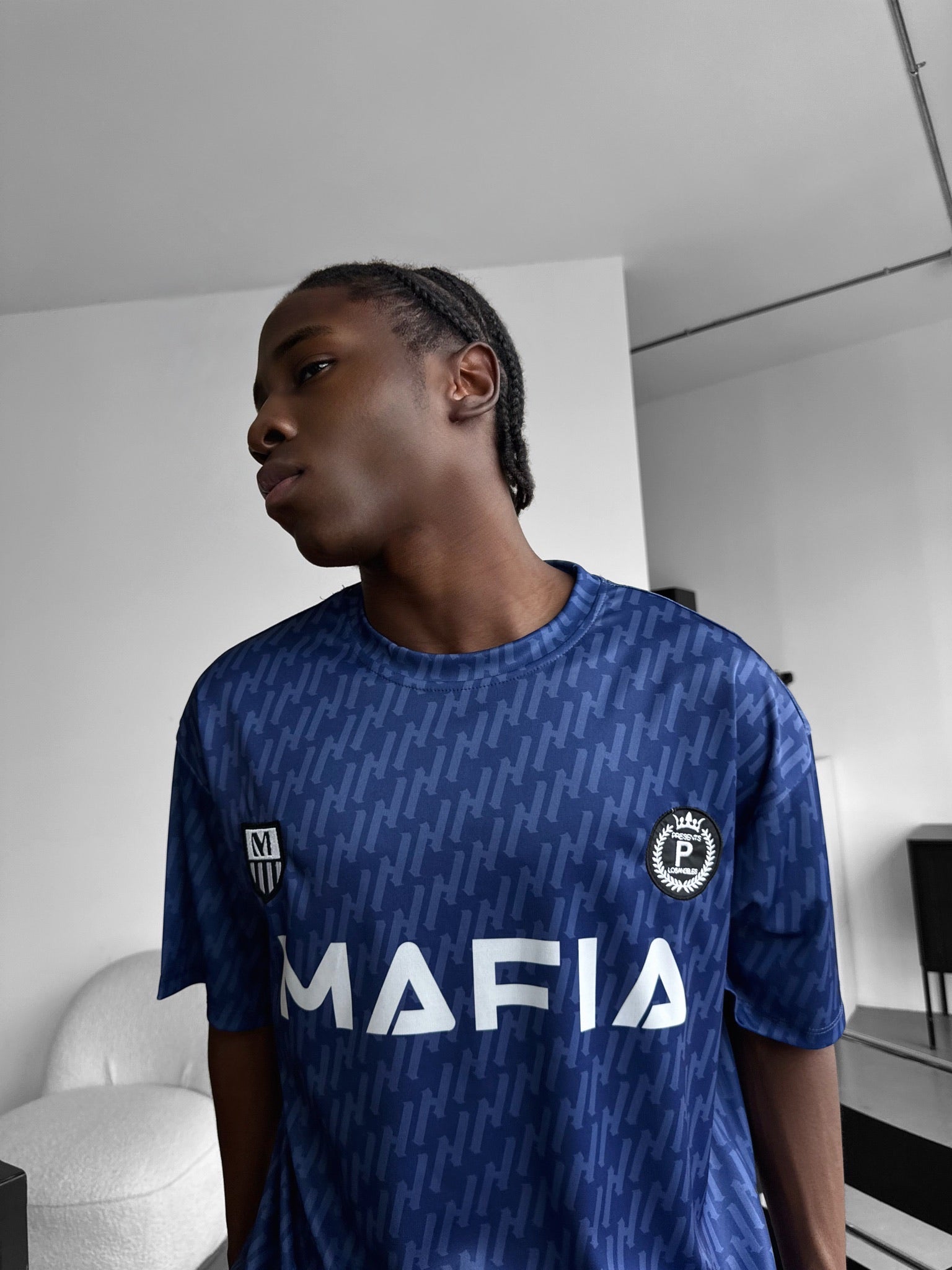 Oversize Mafia Trikot T-Shirt - Blue