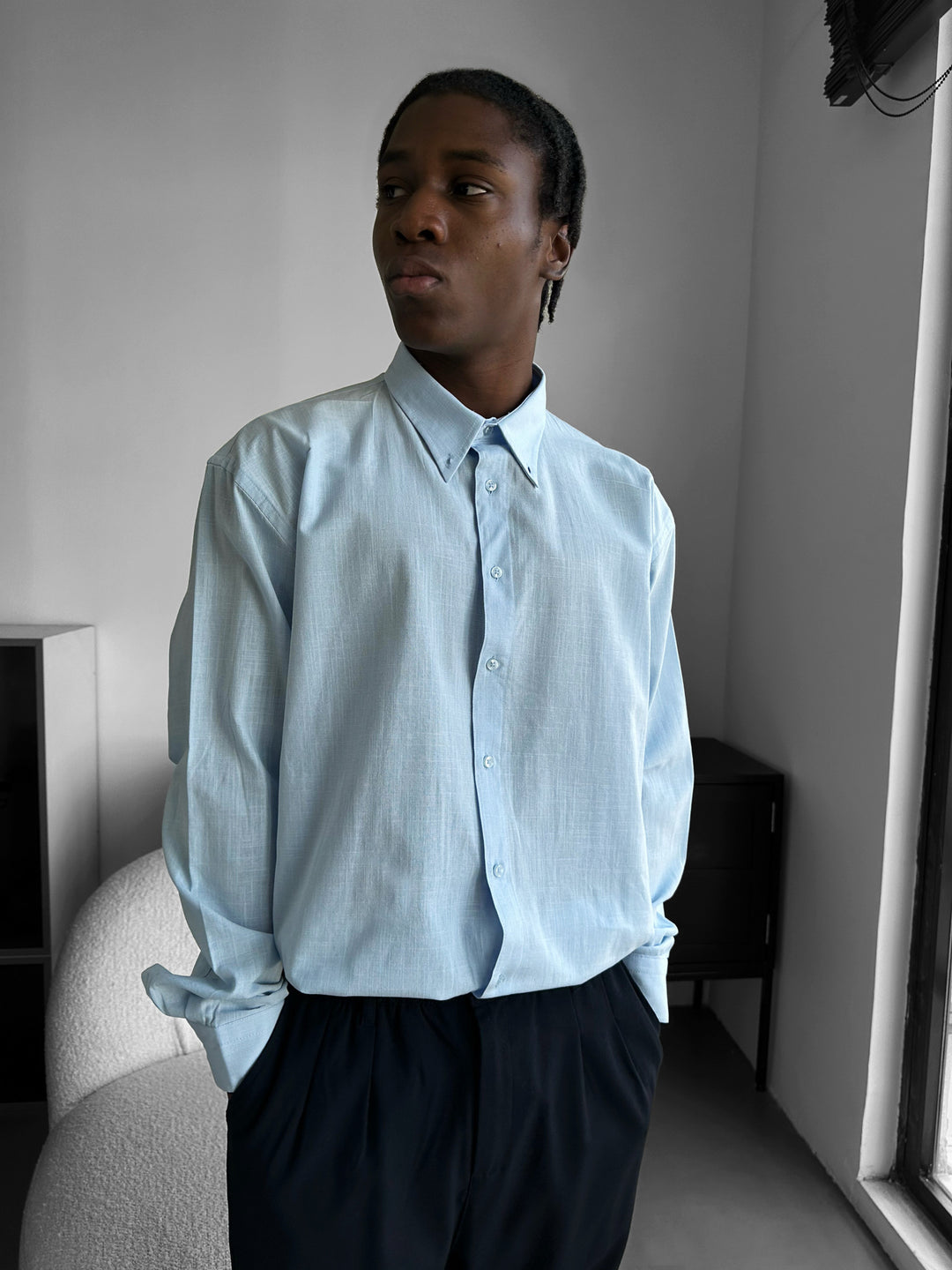 Oversize Cotton Oxford Shirt - Babyblue