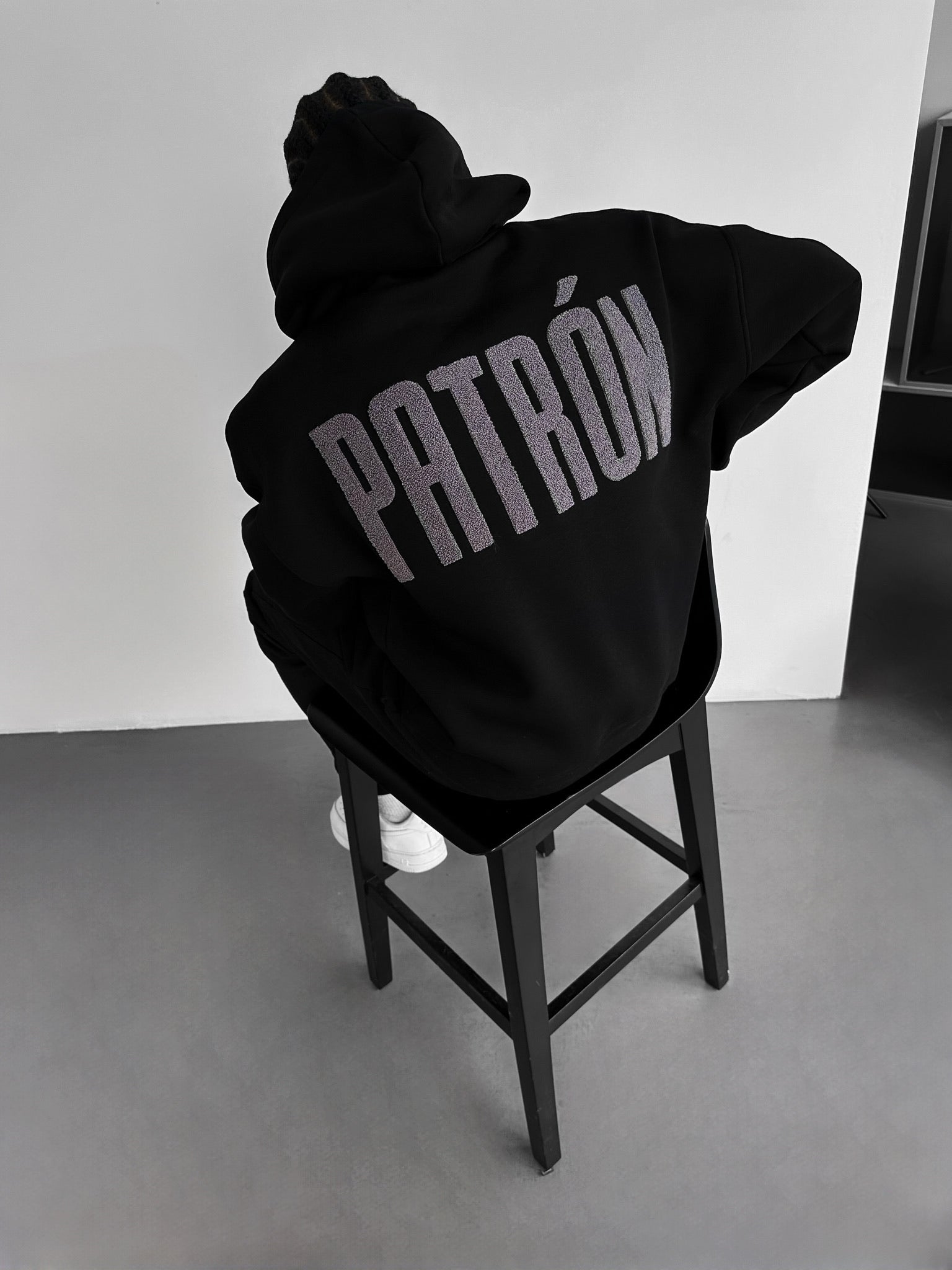 Oversize Detailed Patron Hoodie - Black and Anthracite