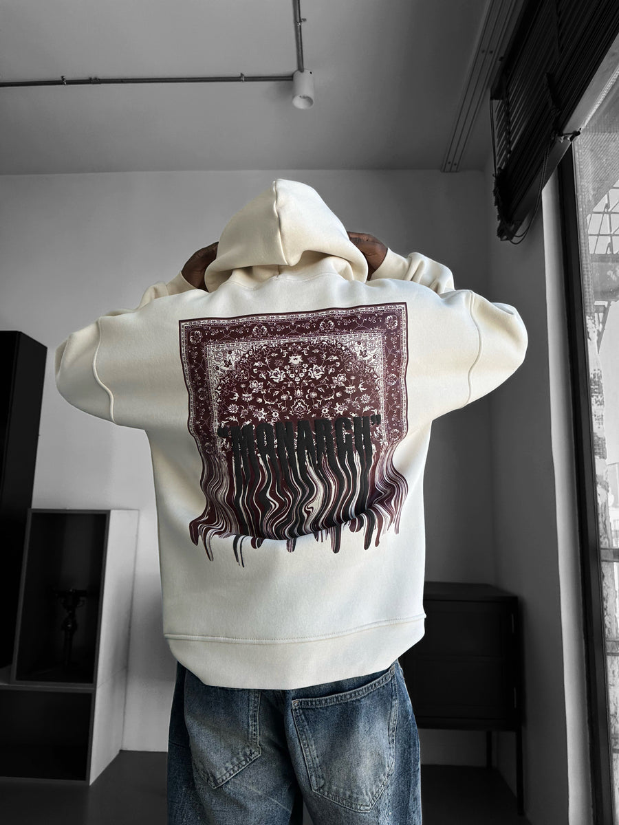 Oversize Monarch Hoodie - Beige and Bordeaux