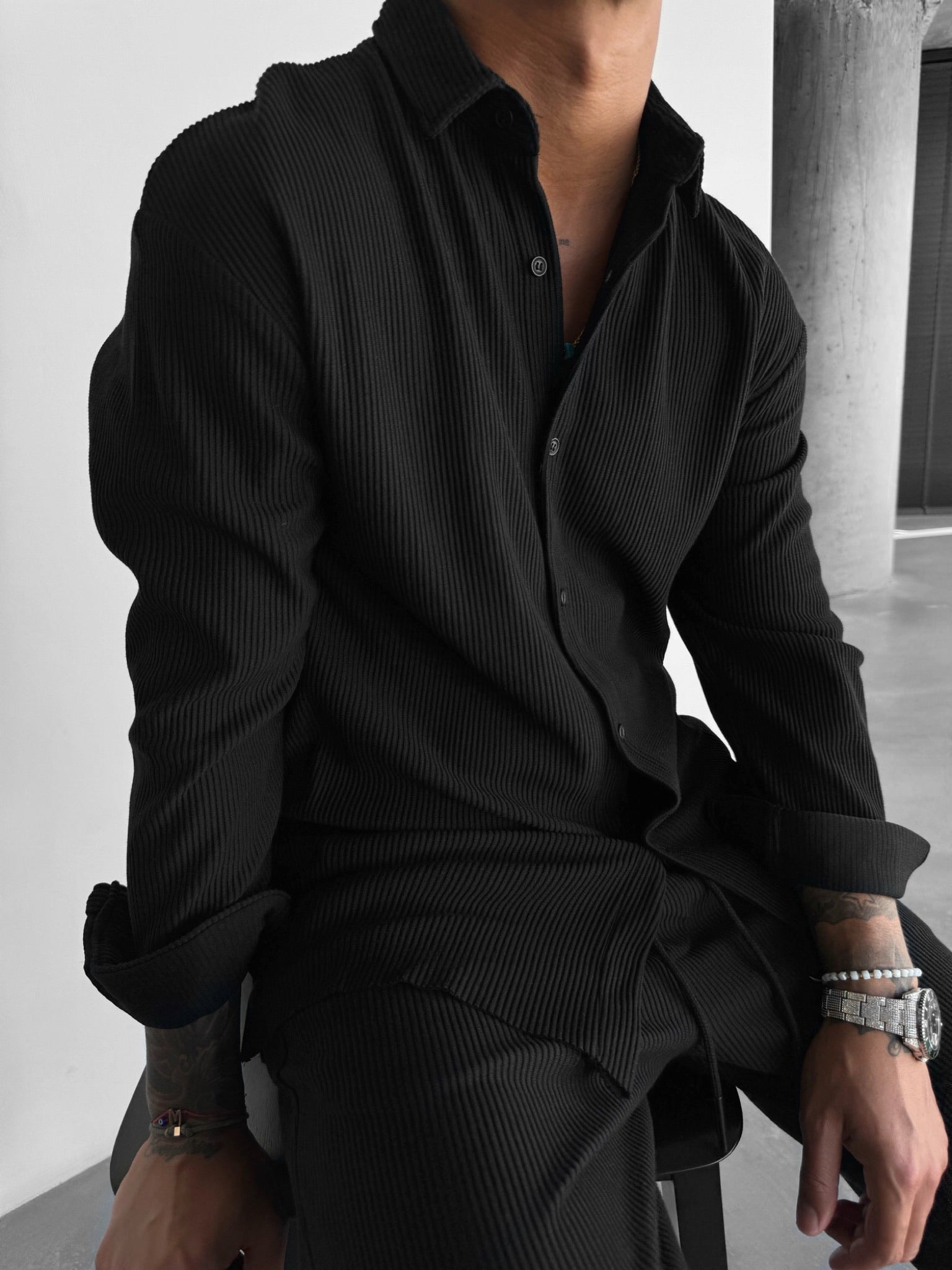 Oversize Cord Shirt - Black