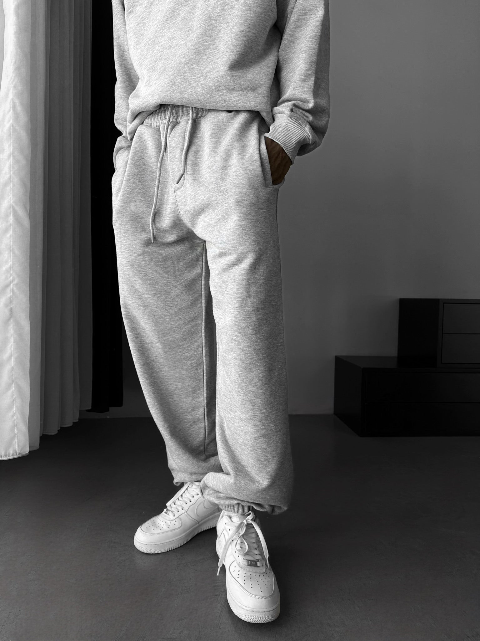 Loose Fit Basic Jogger - Grey Melange