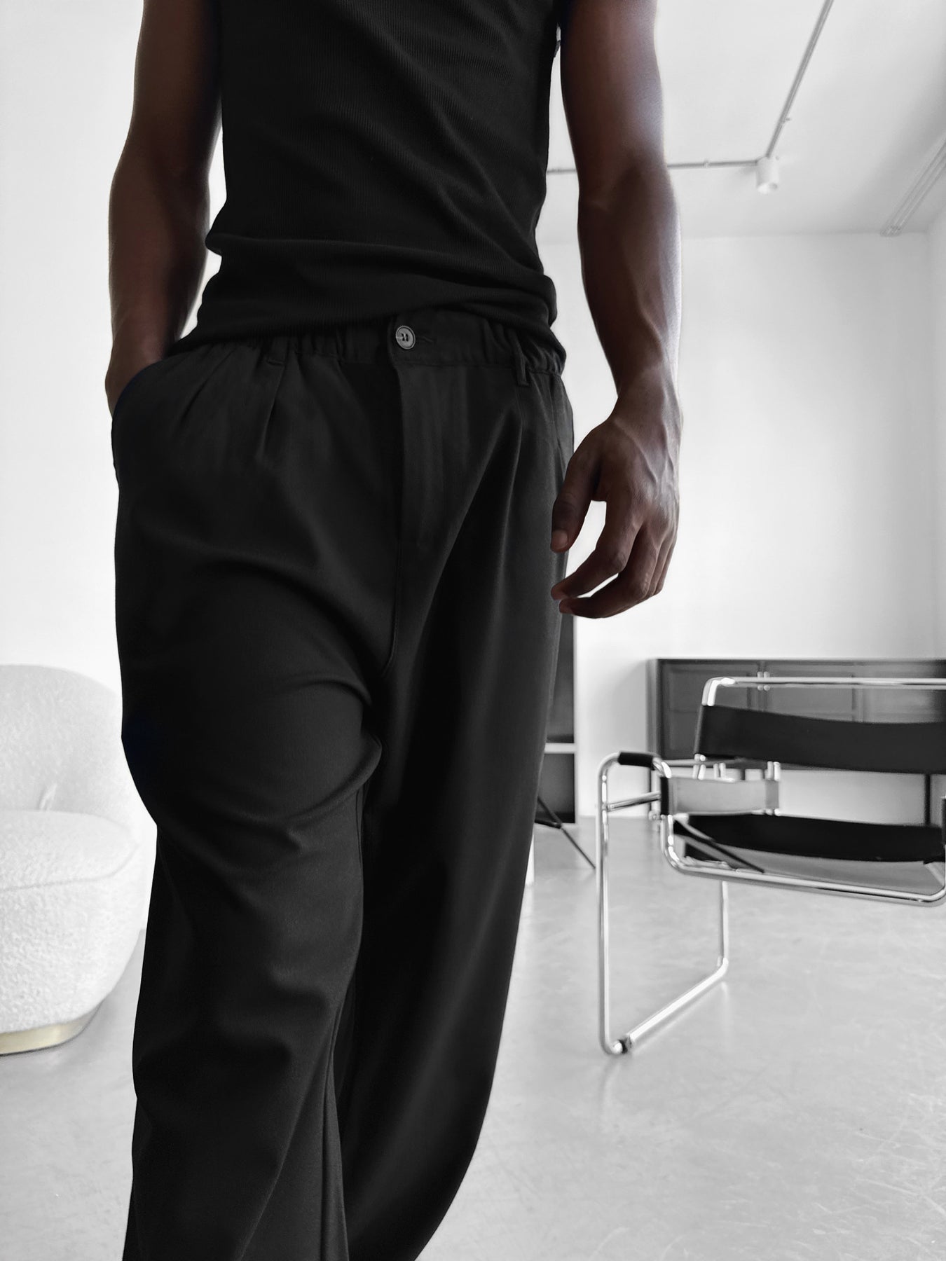 Baggy Chino Trousers - Black