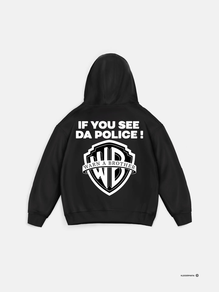 Oversize Warn a Brother Hoodie - Jet Black