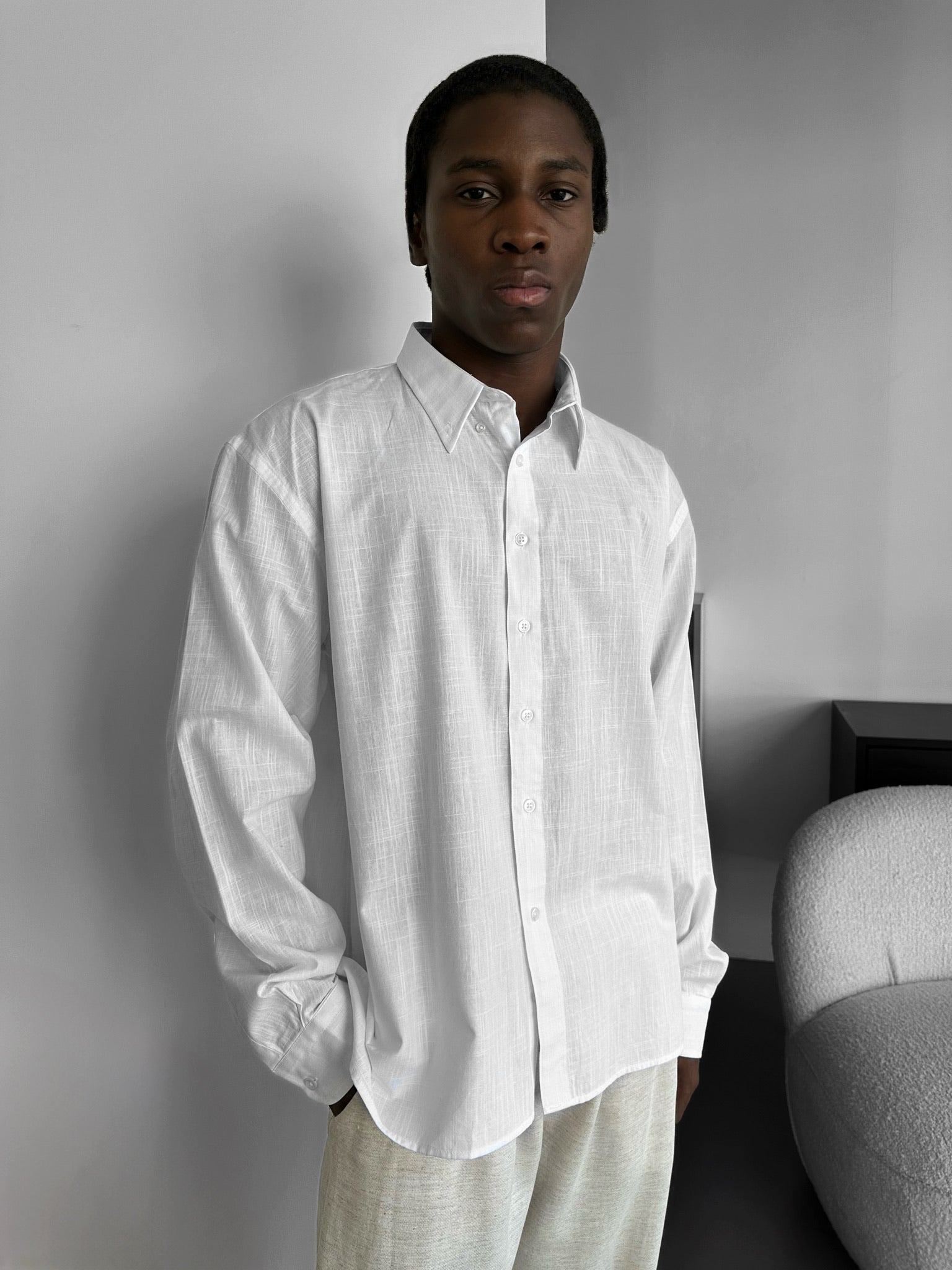 Oversize Cotton Oxford Shirt - White