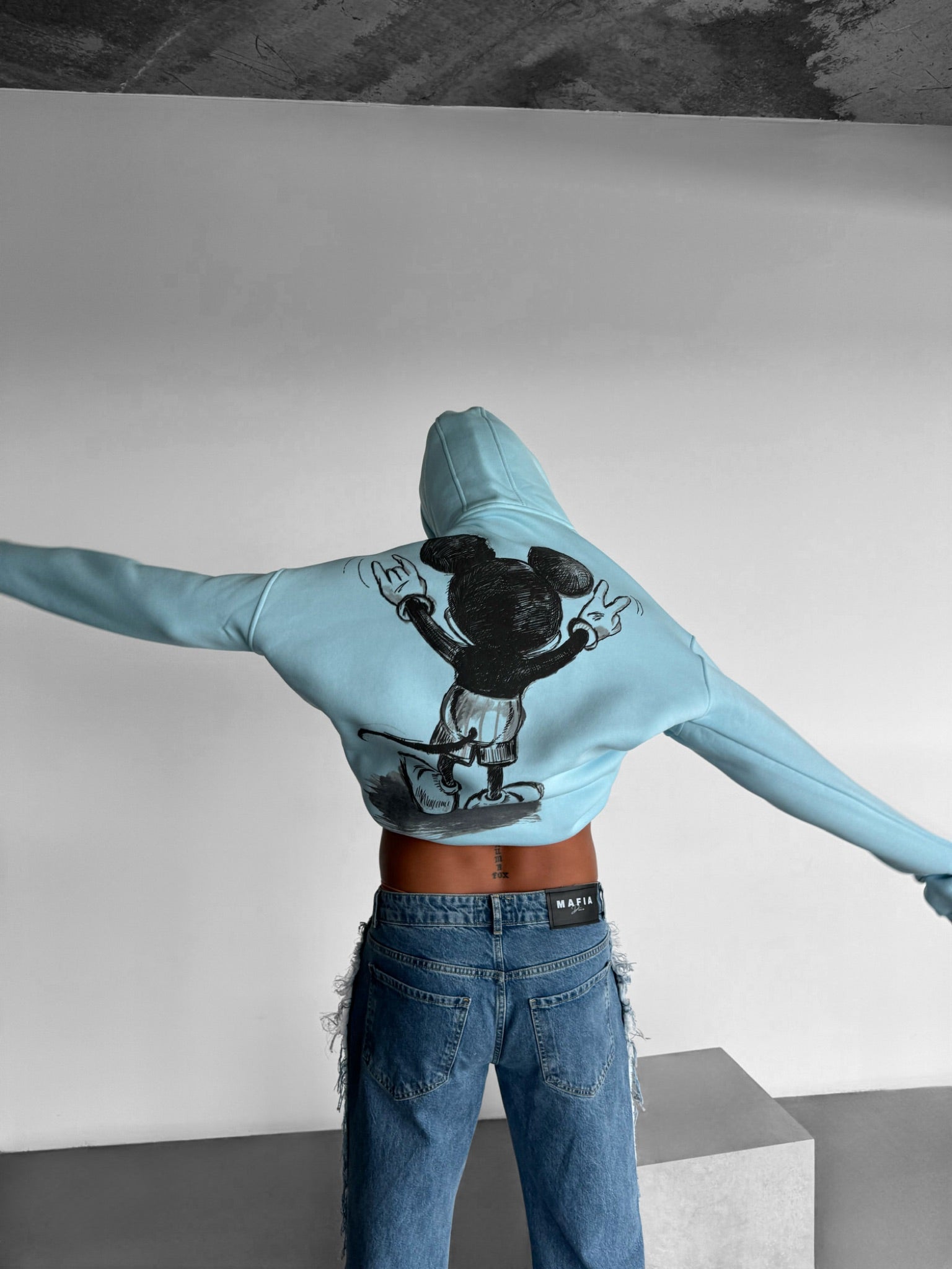 Oversize Mouse Hoodie - Babyblue and Black