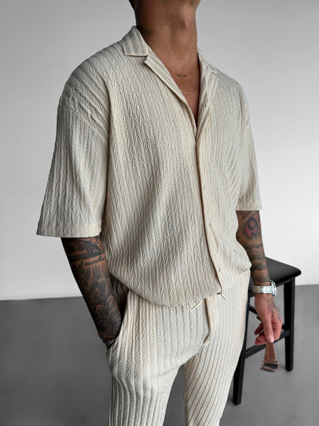 Oversize Structured Shirt - Beige