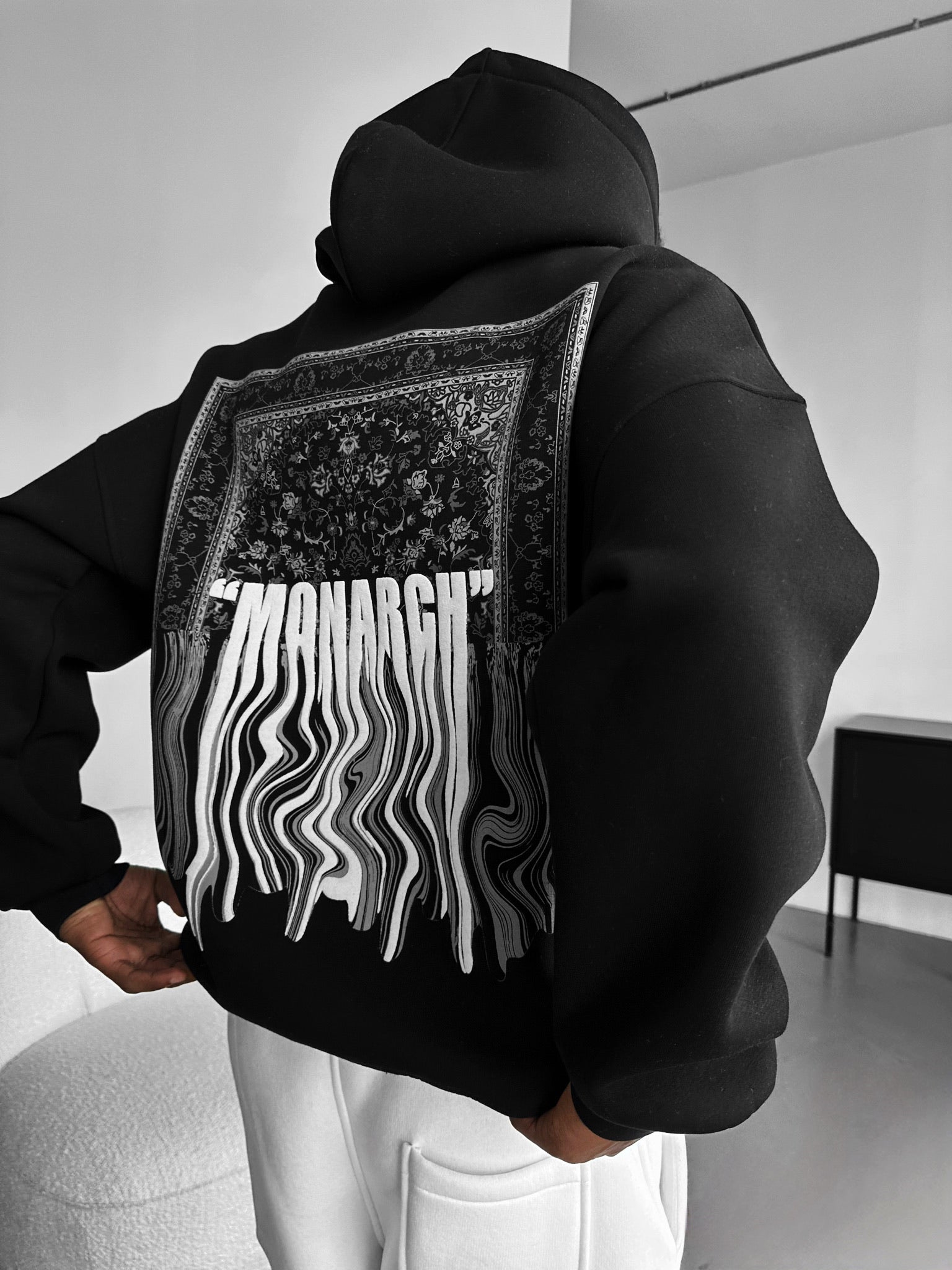 Oversize Monarch Hoodie - Black and White