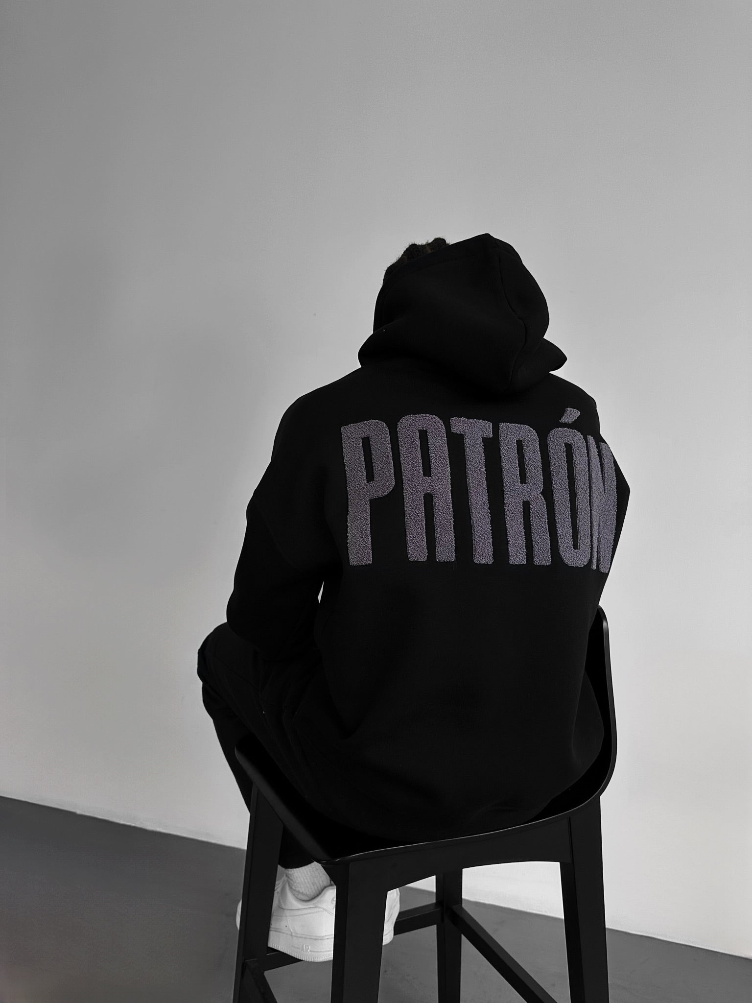 Oversize Detailed Patron Hoodie - Black and Anthracite