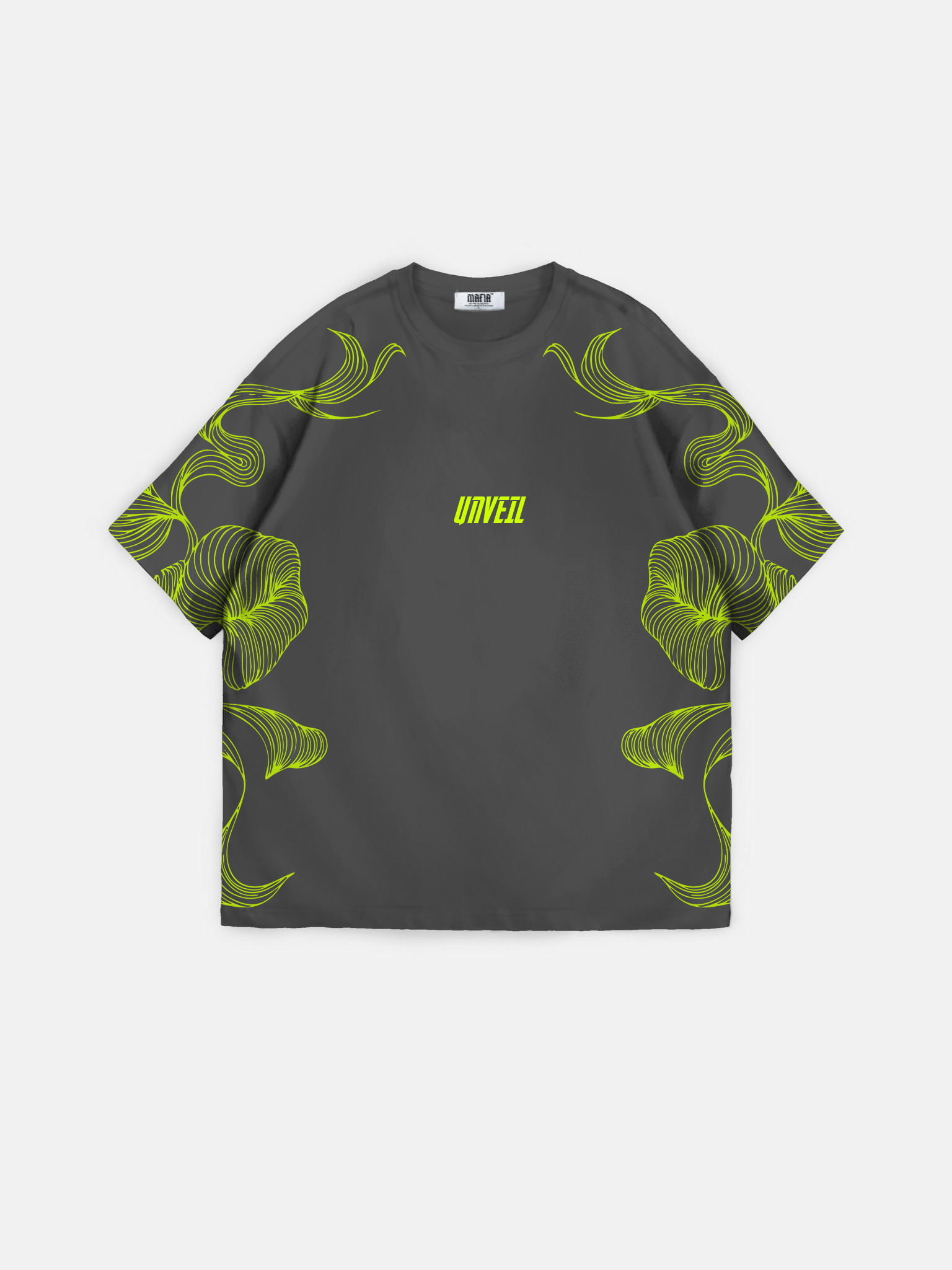 Oversize 'Unveil' T-Shirt - Anthracite and Green