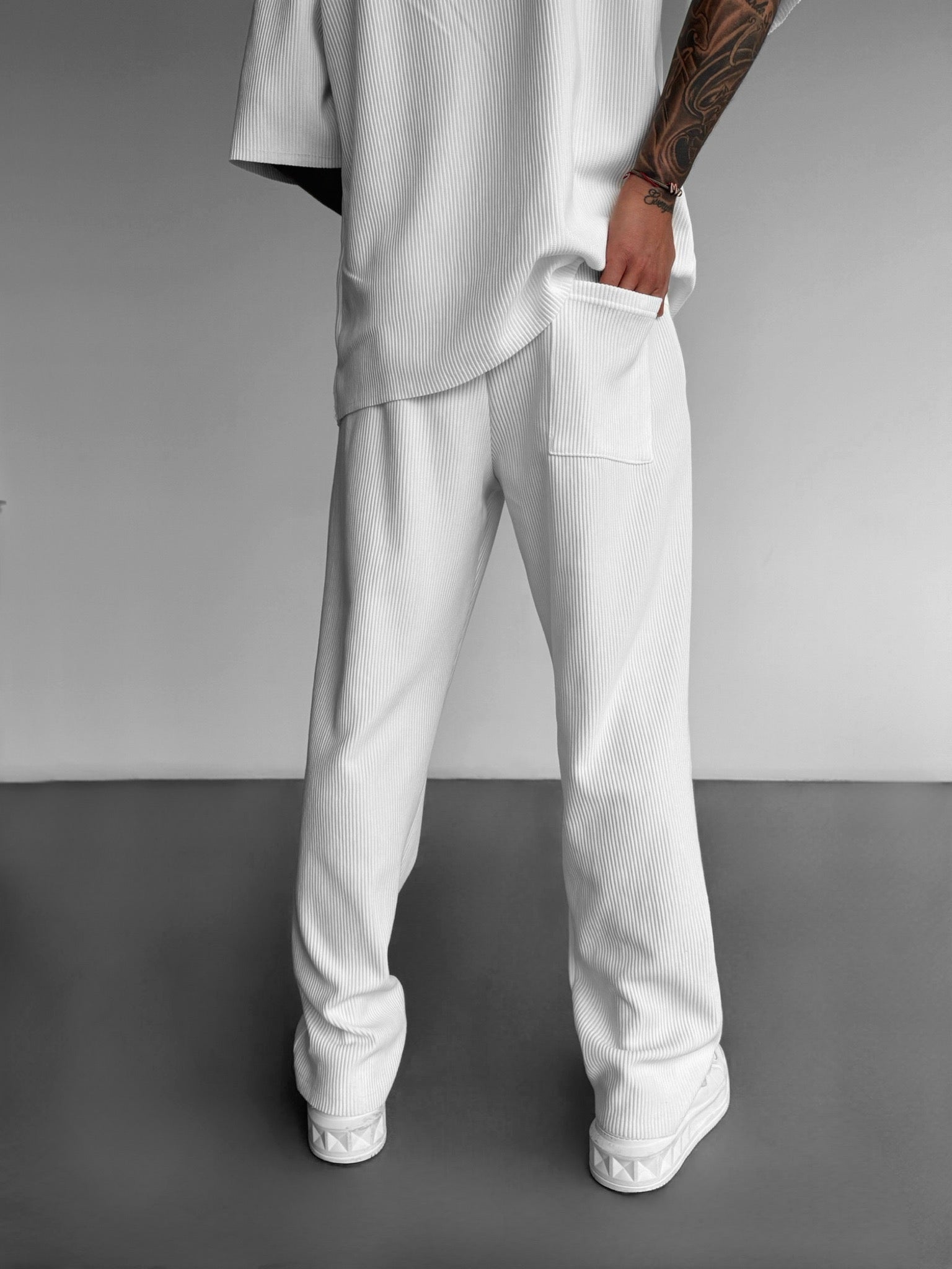 Loose Fit Cord Pant - White