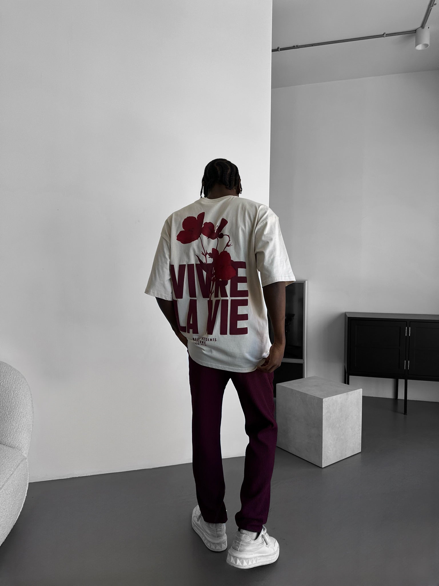 Oversize Vivre la Vie T-shirt - Beige