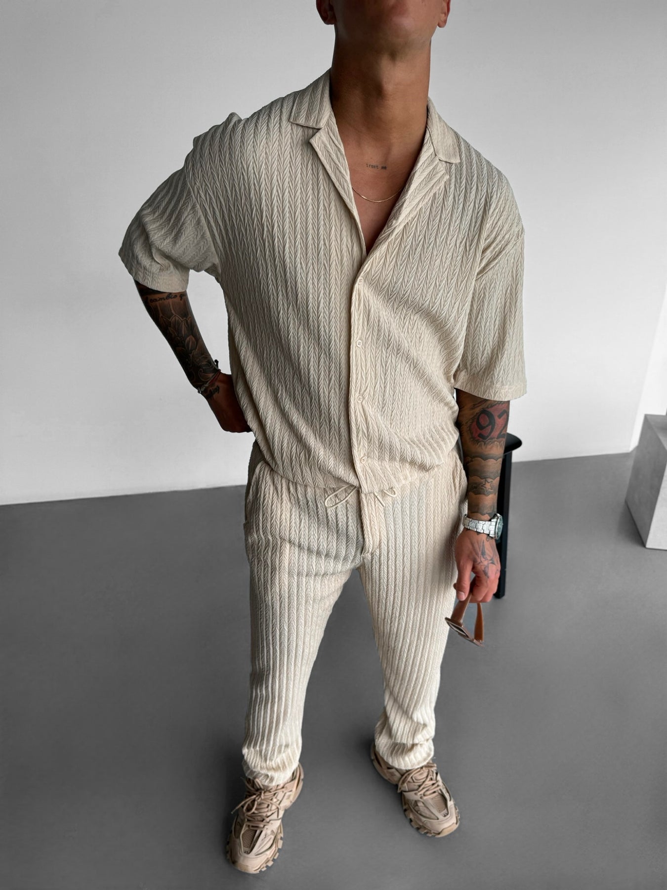 Oversize Structured Shirt - Beige