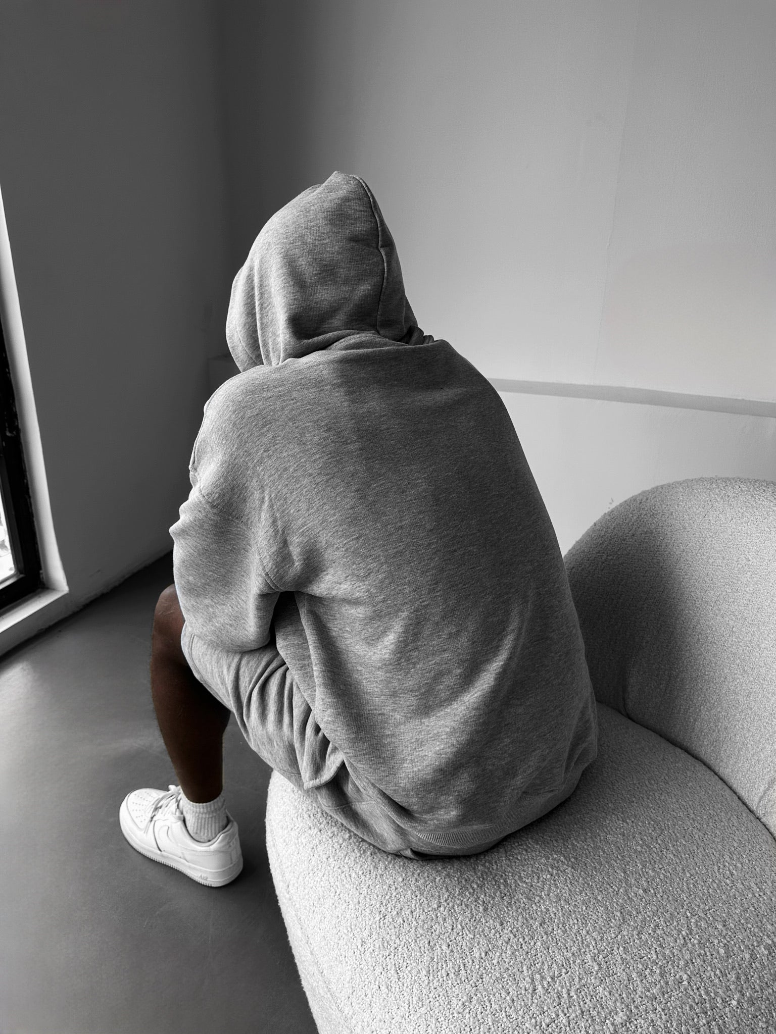 Loose Fit ‘MF’ Hoodie - Grey Melange