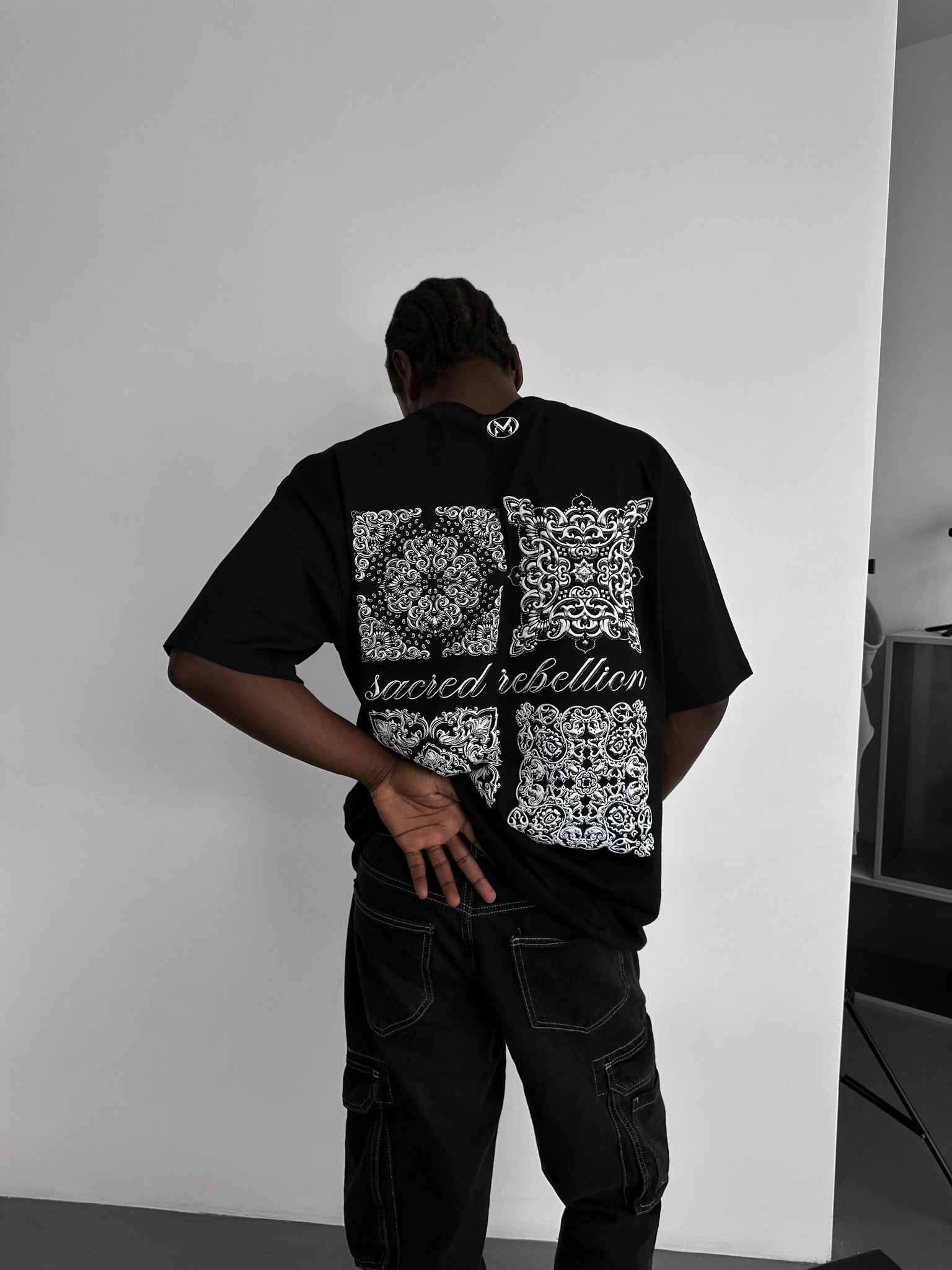 Oversize 'Sacred Rebellion' T-Shirt - Black