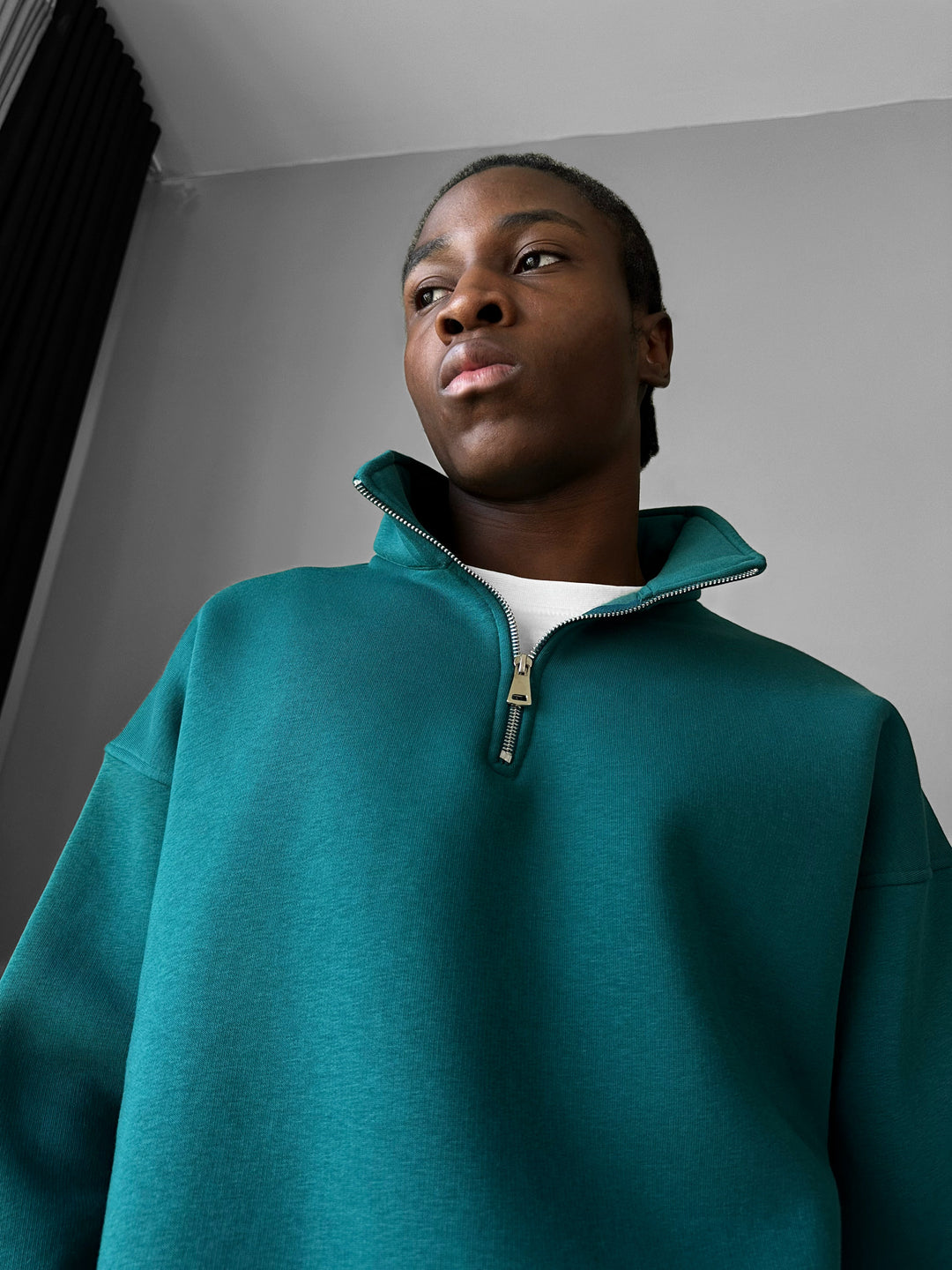 Oversize Half-Zip Polo Sweatshirt - Sea Moss