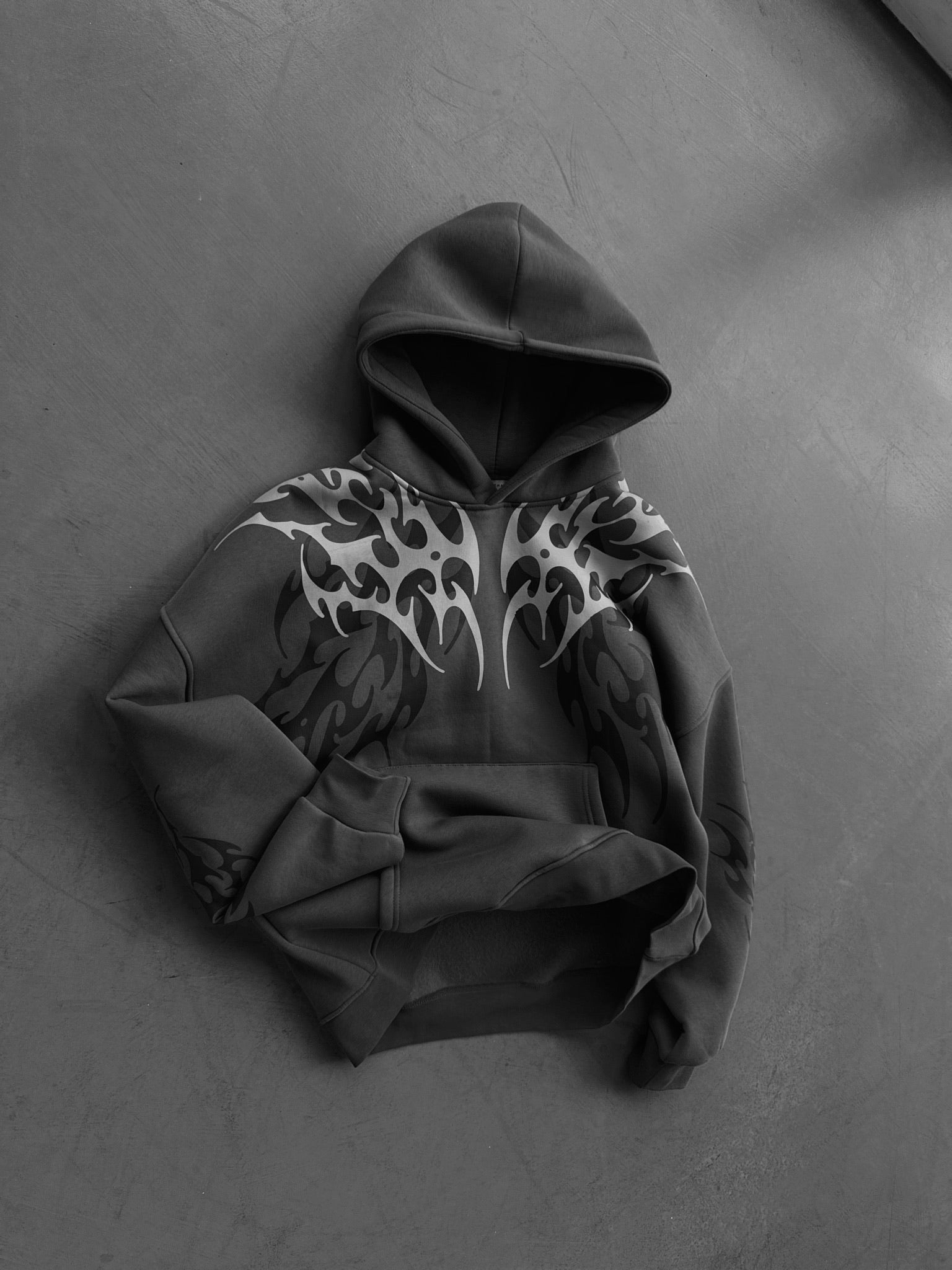 Oversize Tribal Hoodie - Anthracite