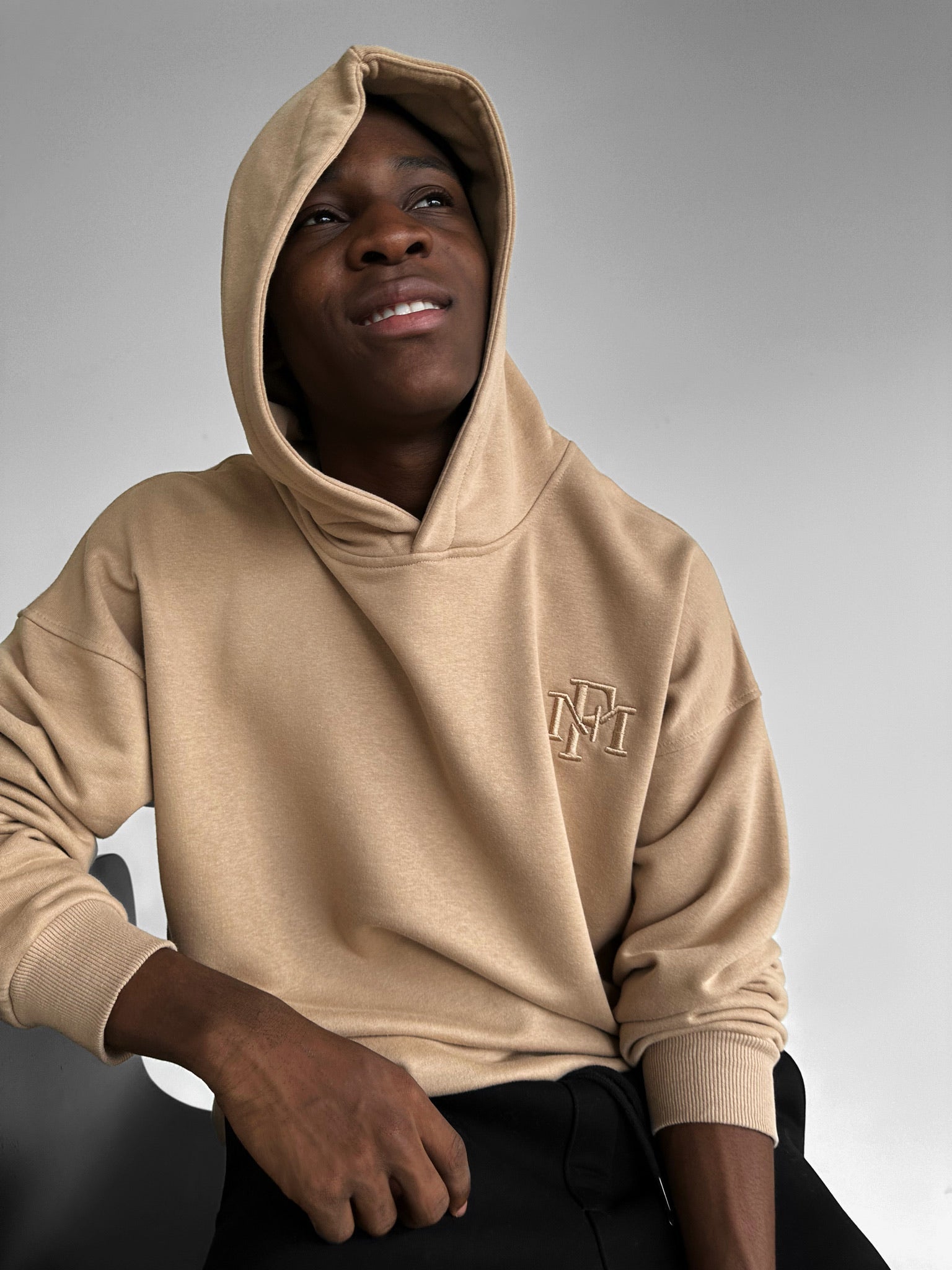 Loose Fit ‘MF’ Hoodie - Beige