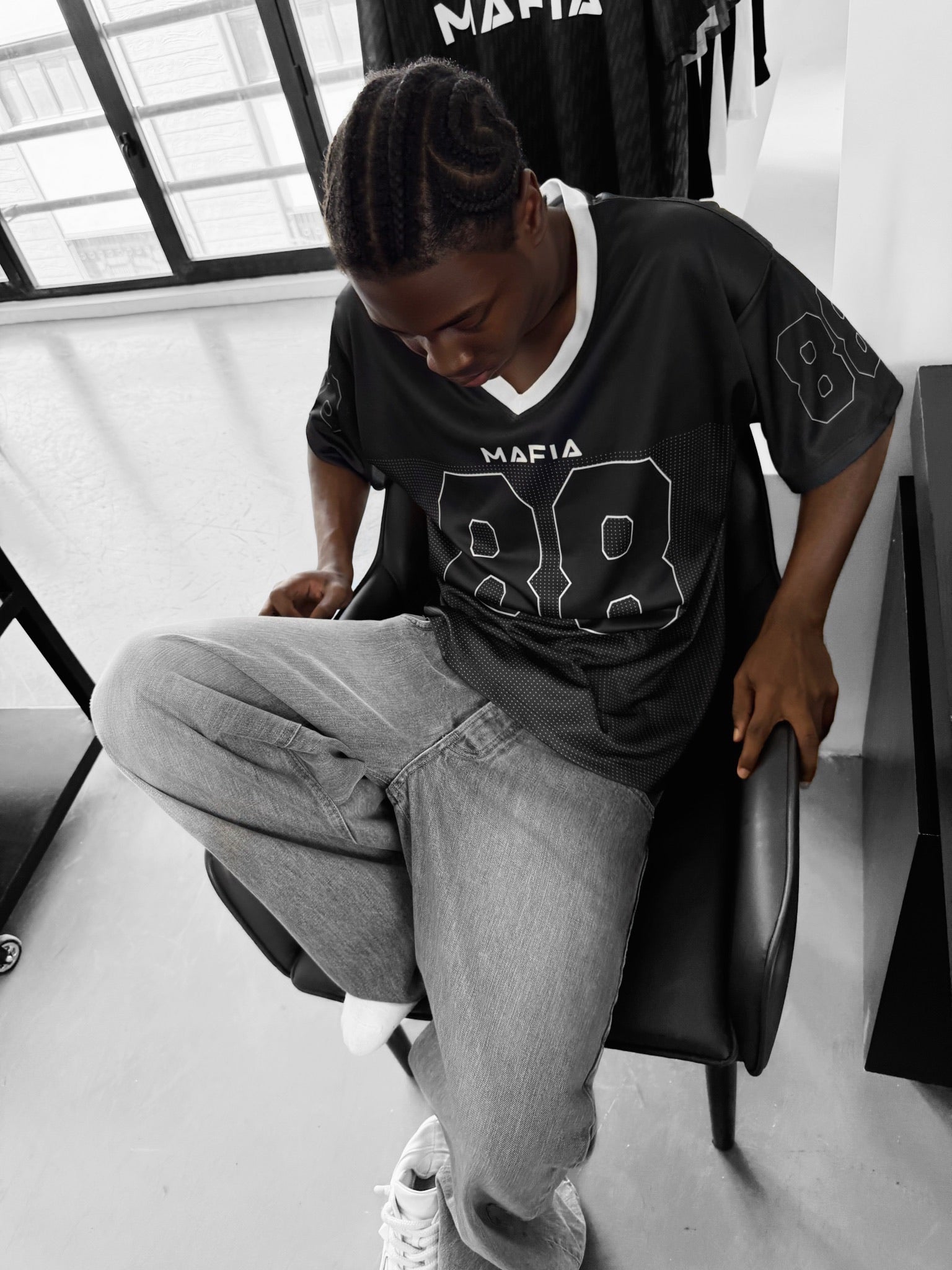 Oversize Varsity Mafia T-Shirt - Black