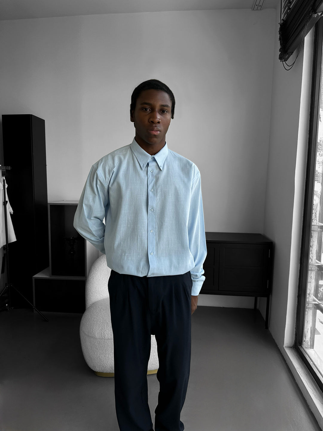 Oversize Cotton Oxford Shirt - Babyblue