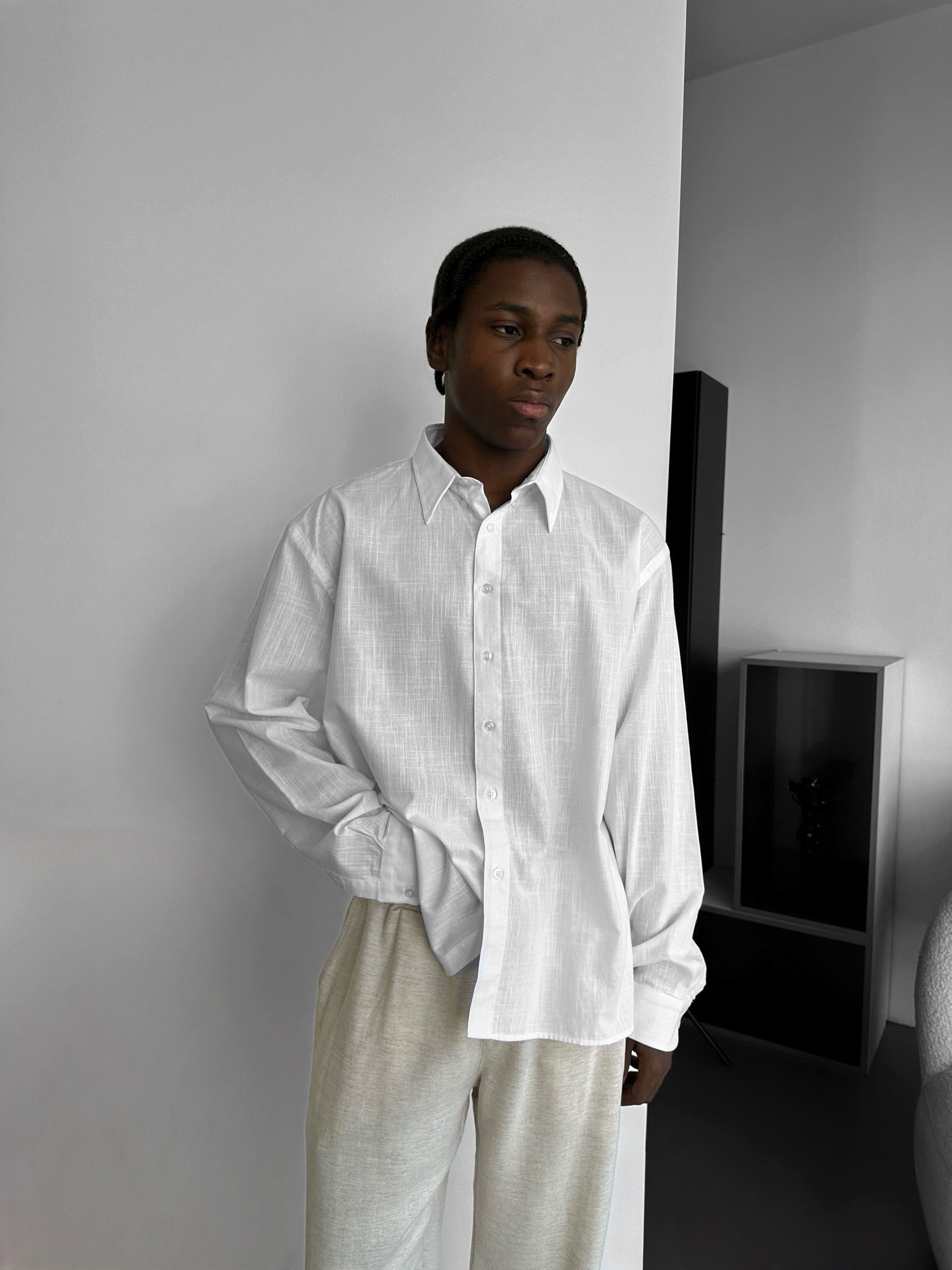 Oversize Cotton Oxford Shirt - White
