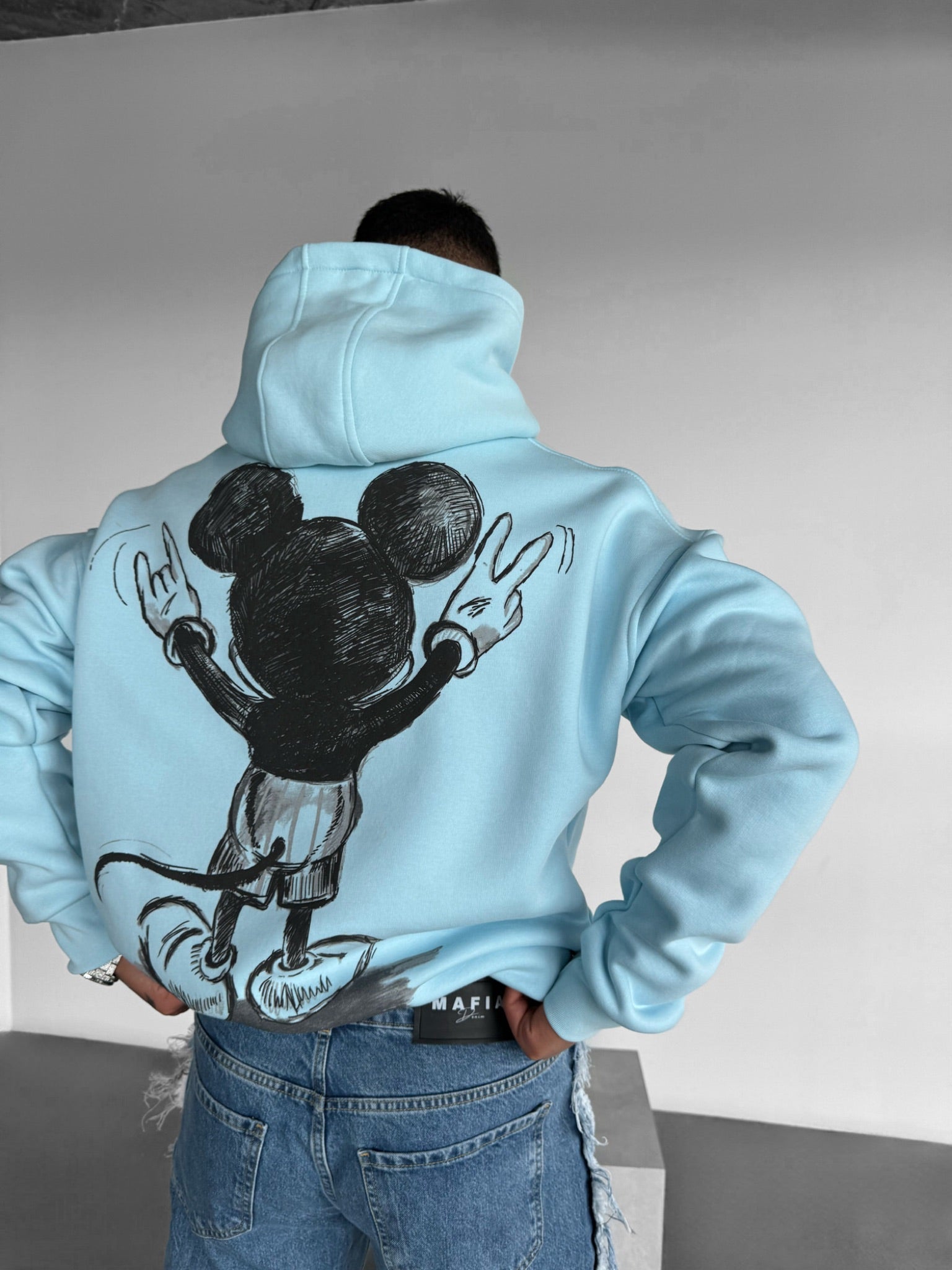 Oversize Mouse Hoodie - Babyblue and Black
