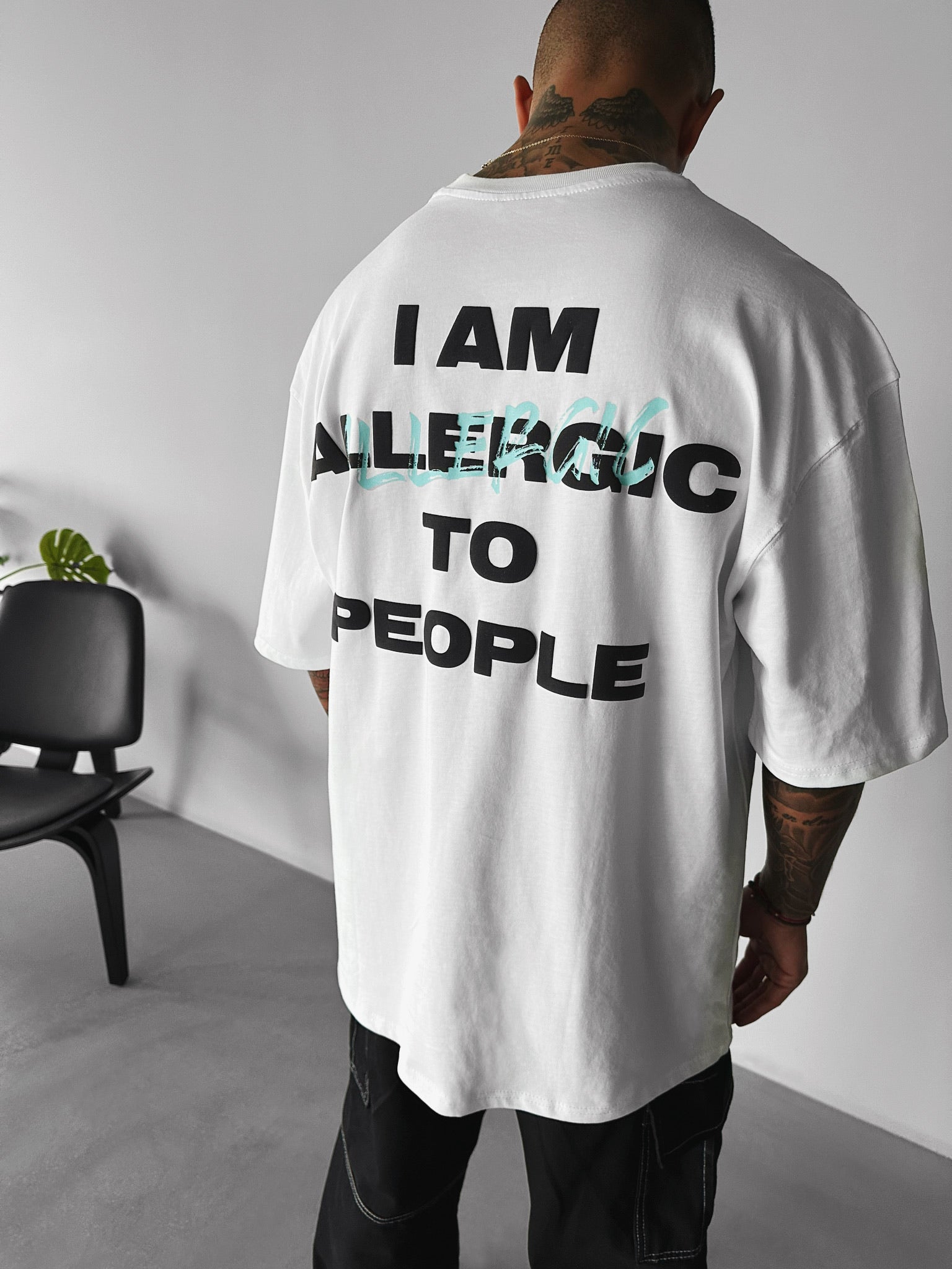 Oversize Allergic T-Shirt - Ecru and Blue