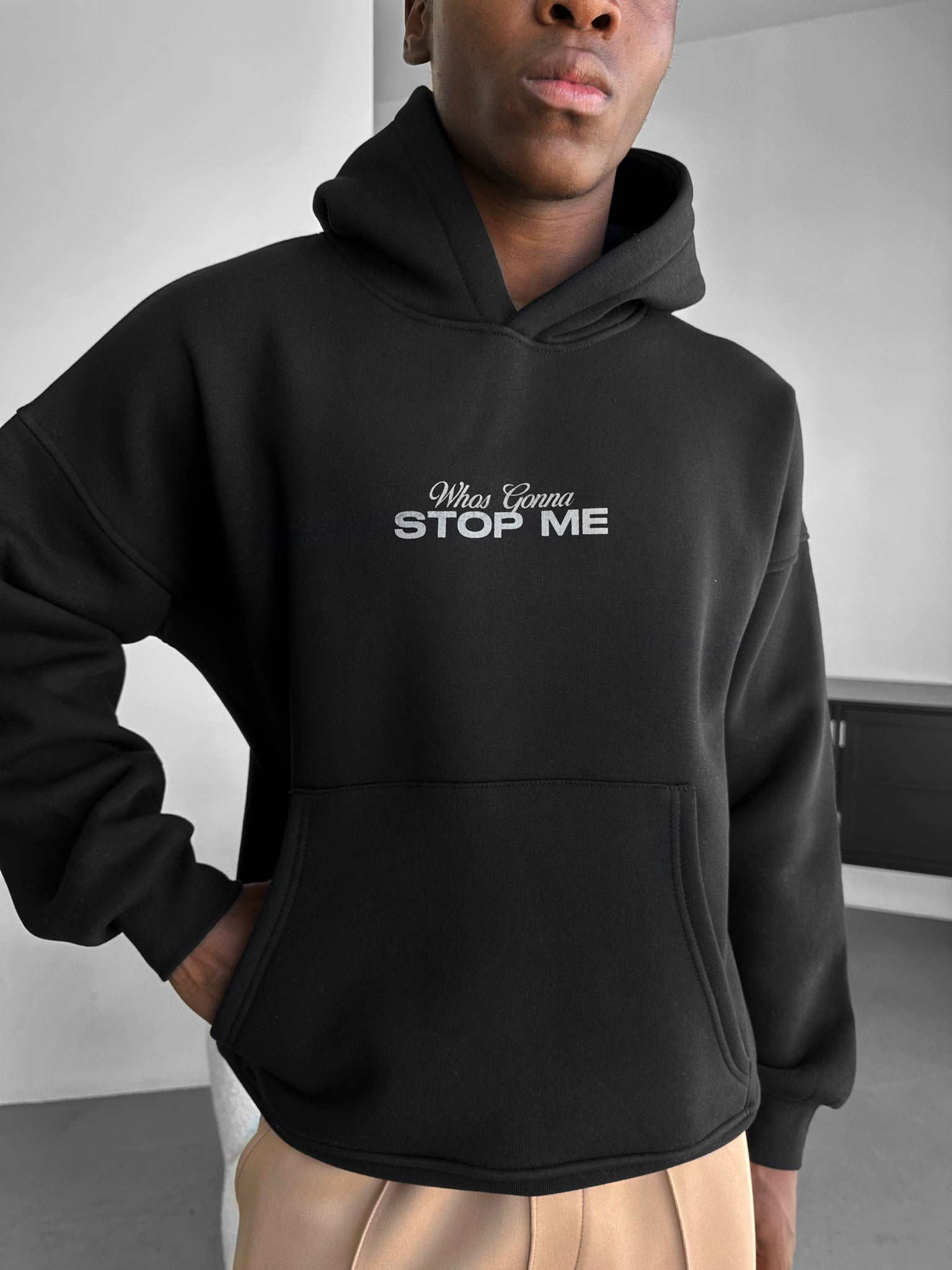 Oversize Detailed Lion Hoodie - Black