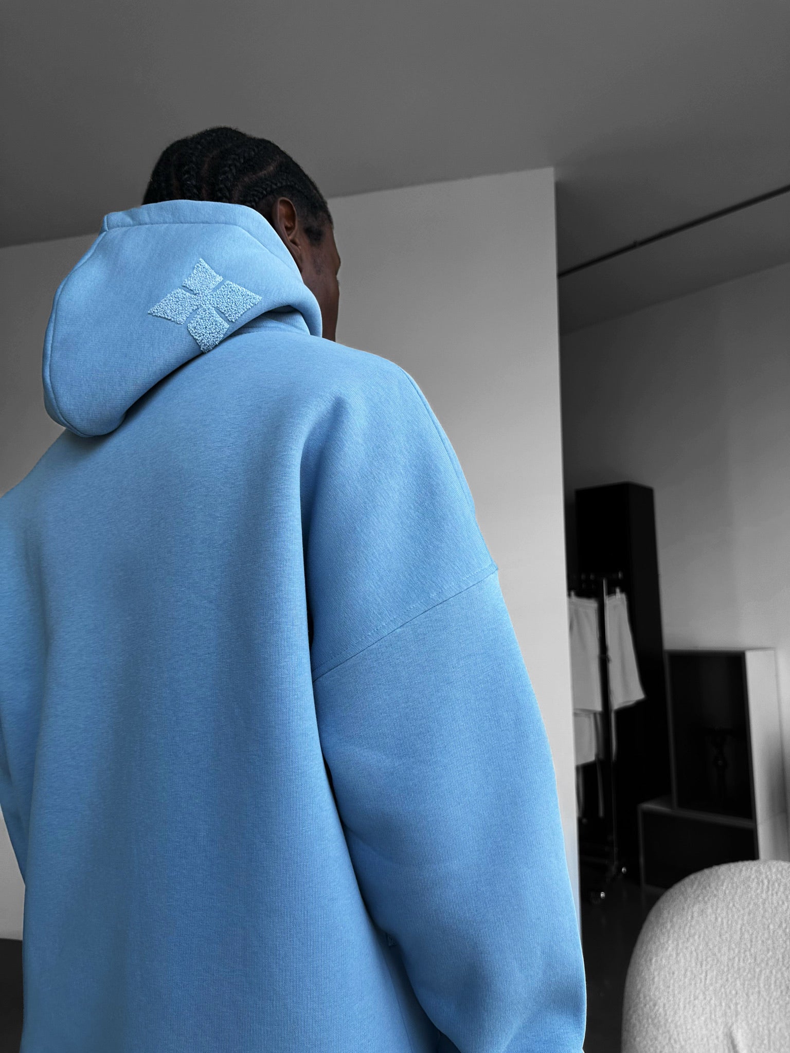 Oversize Detailed Hoodie - Faded Denim