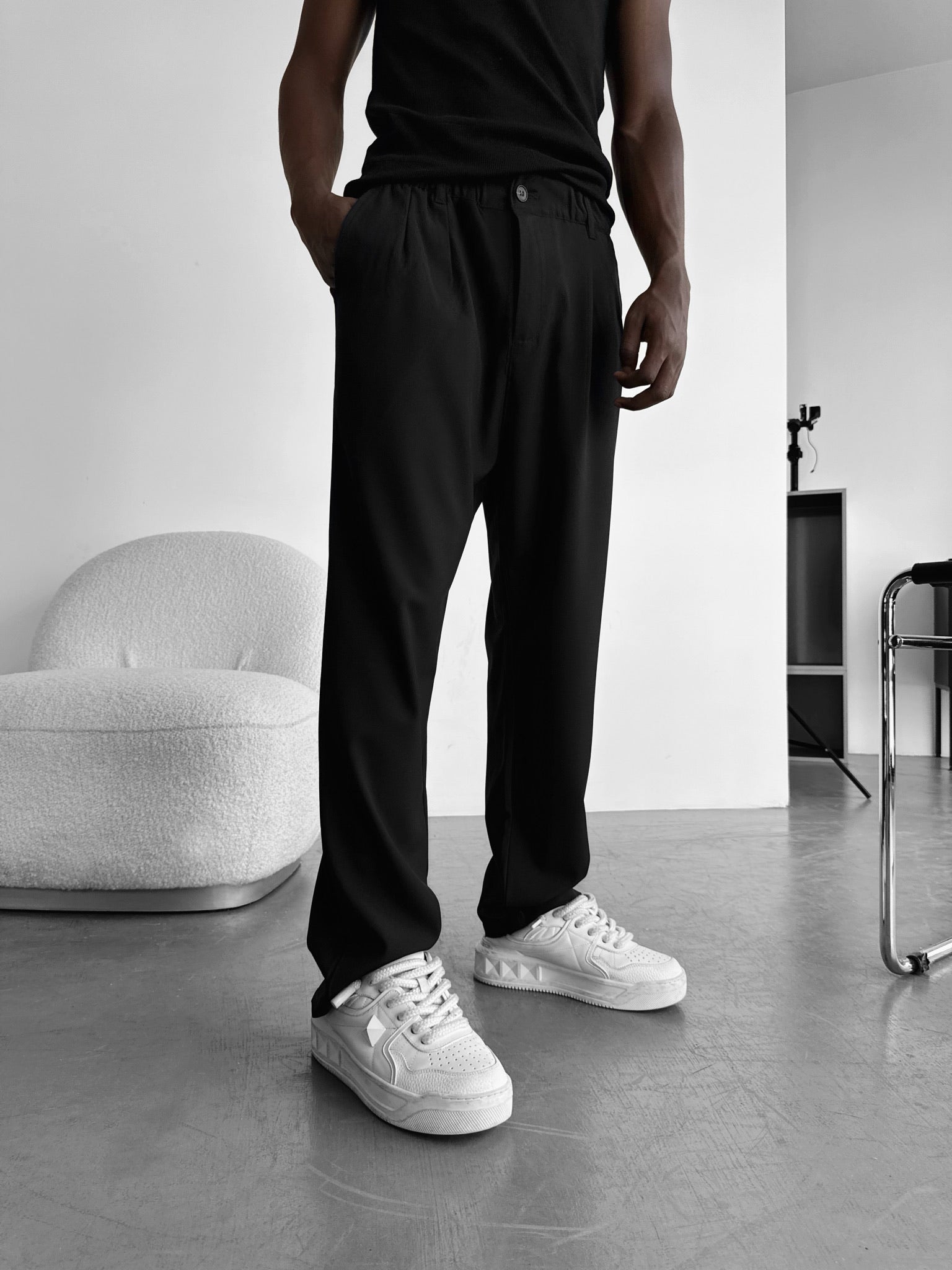 Baggy Chino Trousers - Black