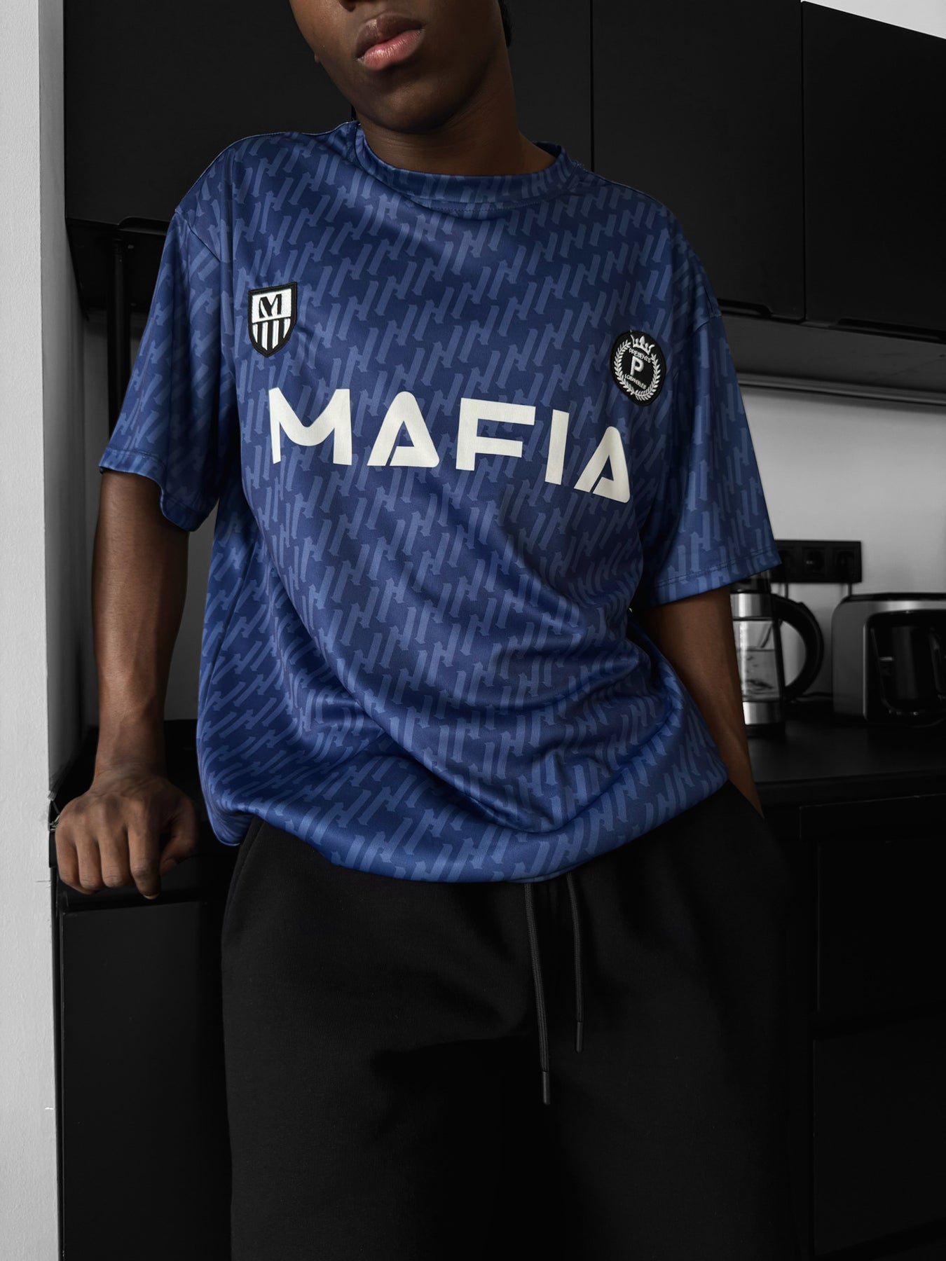 Oversize Mafia Trikot T-Shirt - Blue