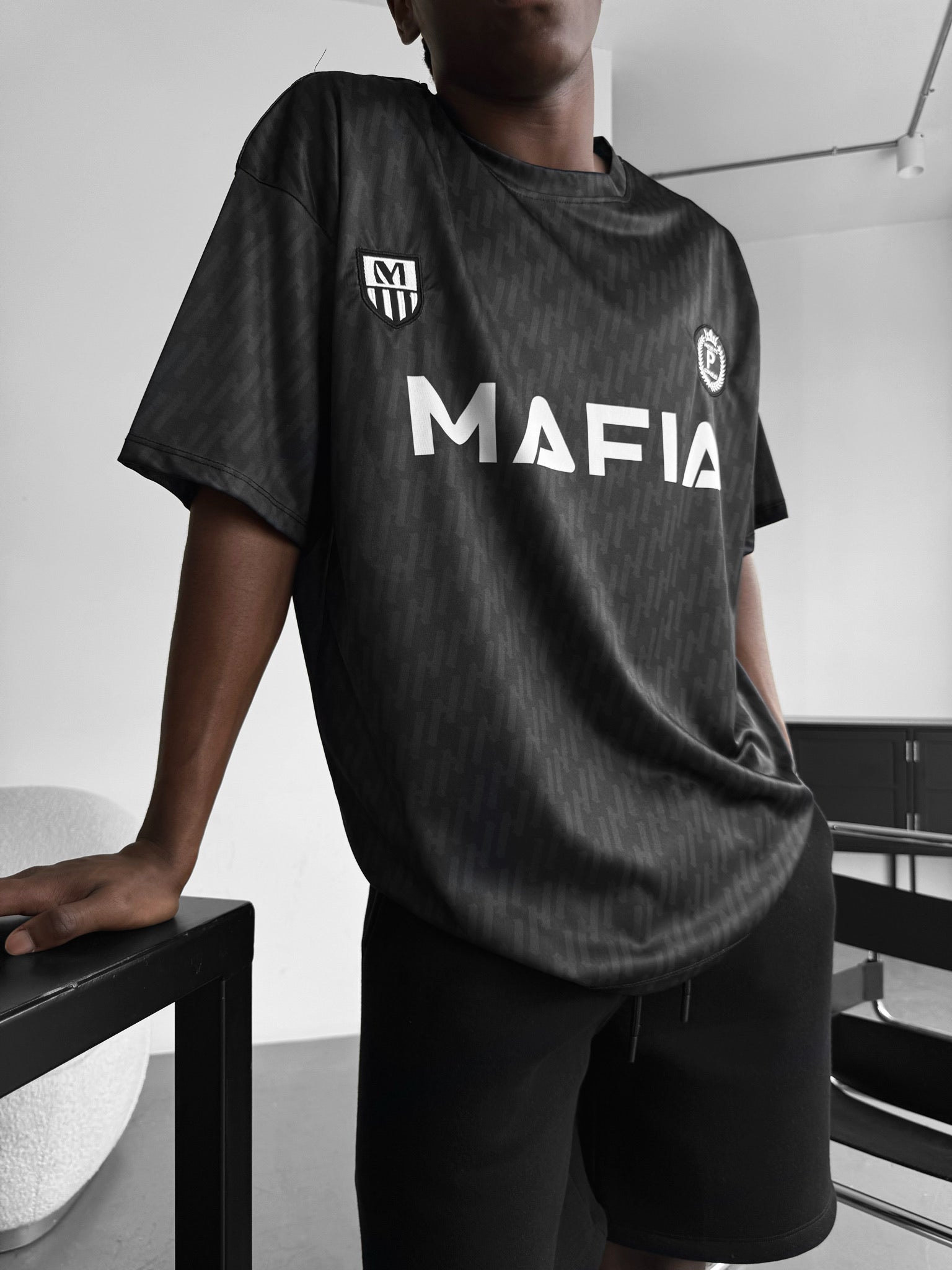 Oversize Mafia Trikot T-Shirt - Black