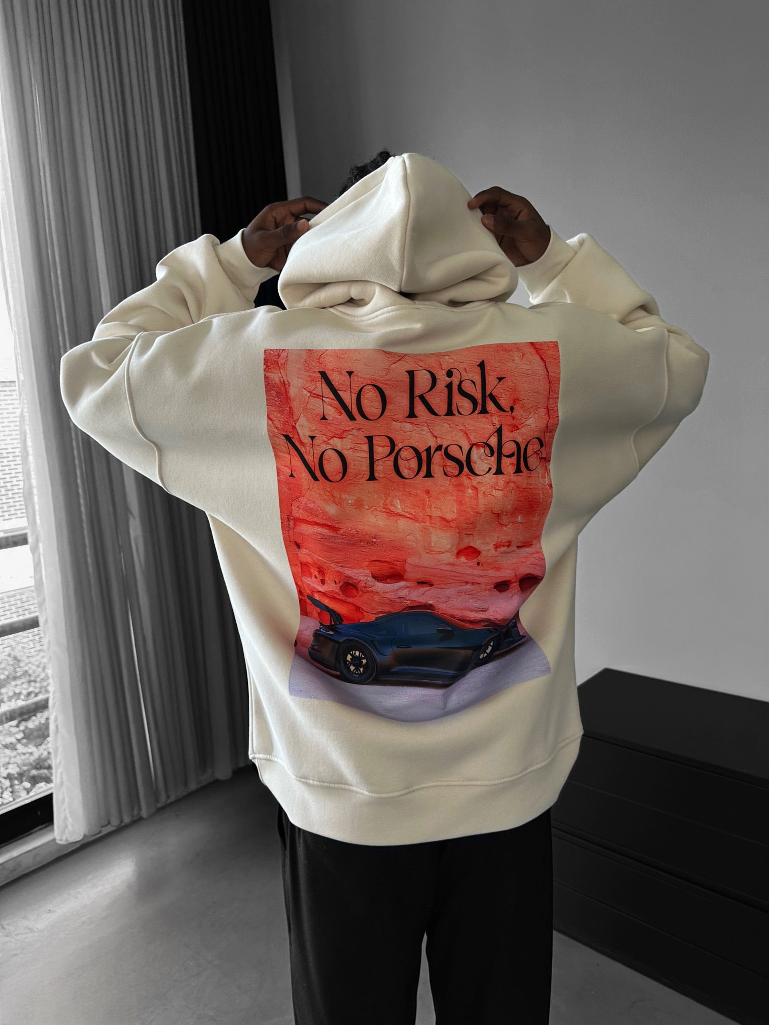 Oversize Porsche Hoodie - Beige
