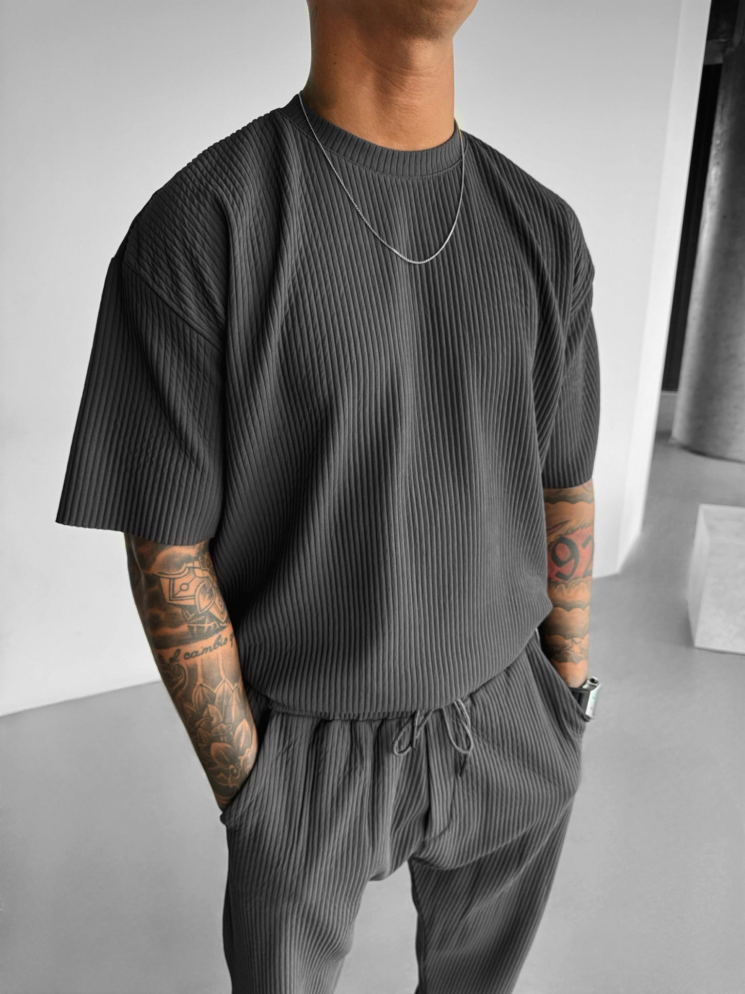 Oversize Ribbed Shirt - Anthracite