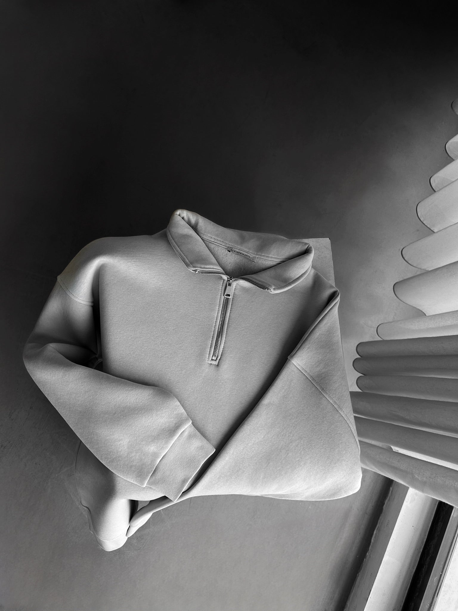 Oversize Half-Zip Polo Sweatshirt - Grey