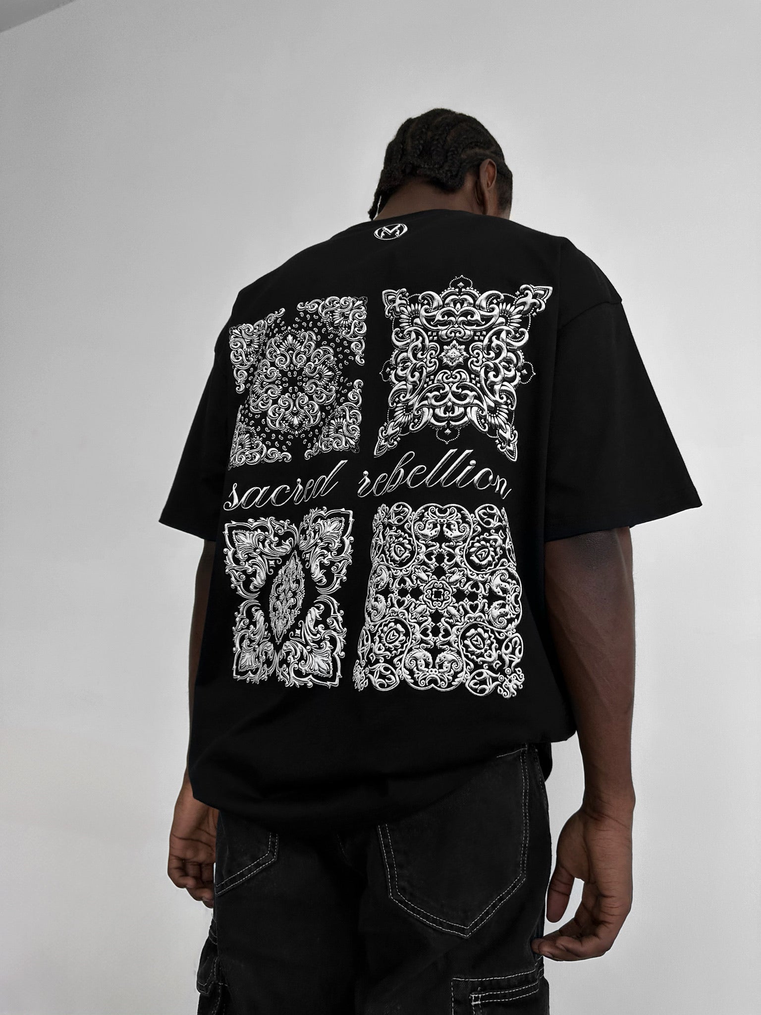 Oversize 'Sacred Rebellion' T-Shirt - Black