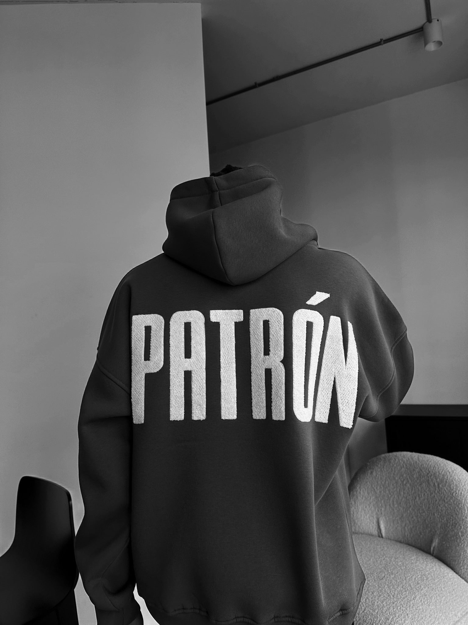 Oversize Detailed Patron Hoodie - Anthracite