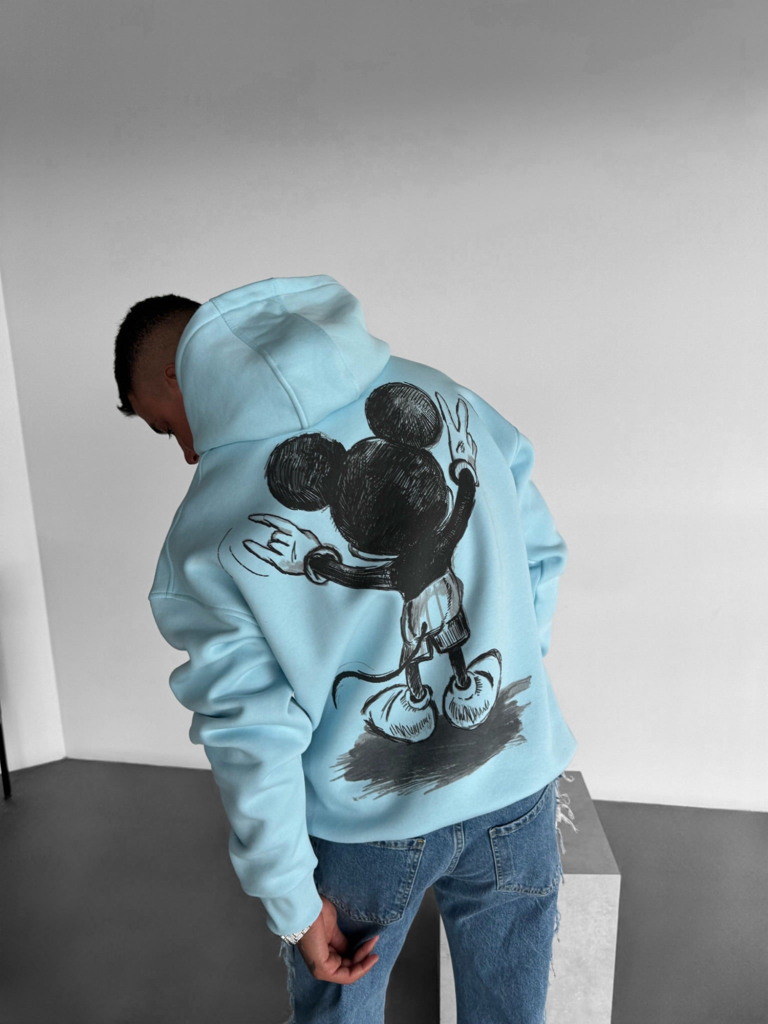 Oversize Mouse Hoodie - Babyblue and Black