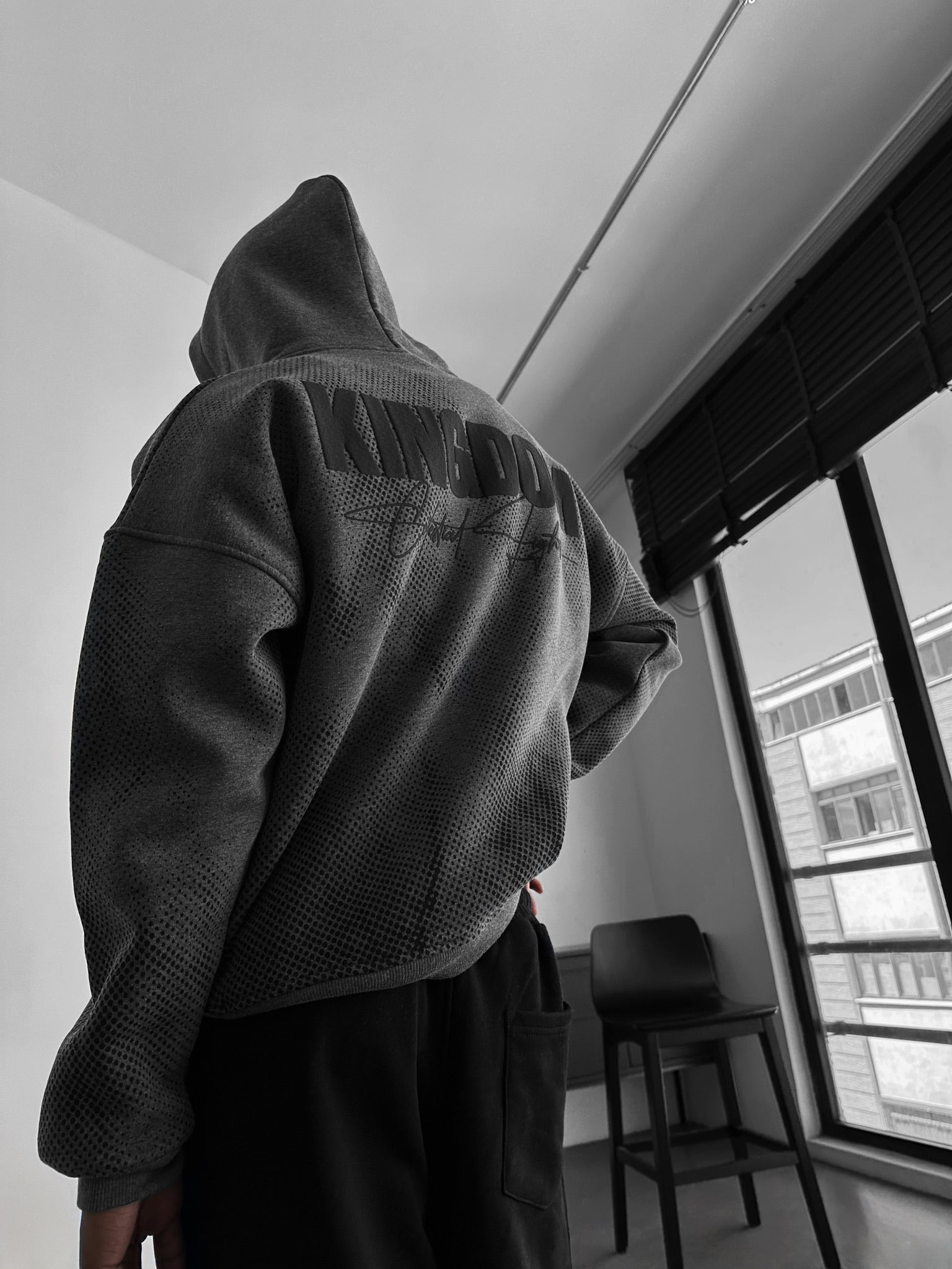 Oversize Kingdom Hoodie - Anthracite Melange and Black