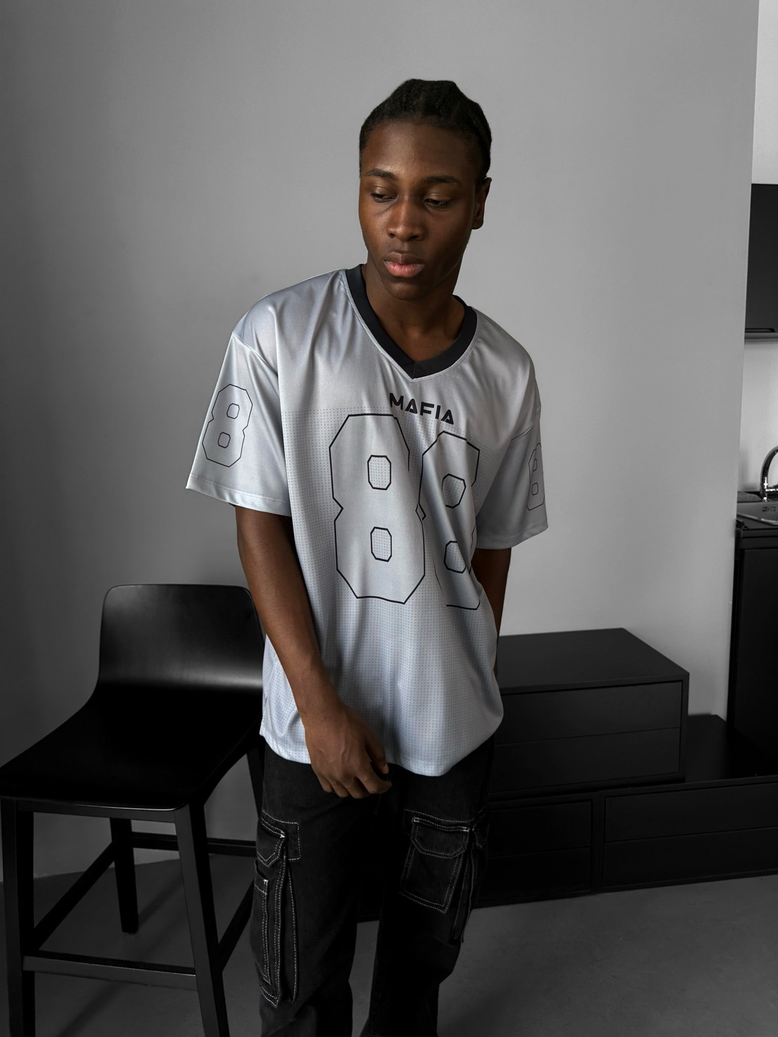 Oversize Varsity Mafia T-Shirt - Grey