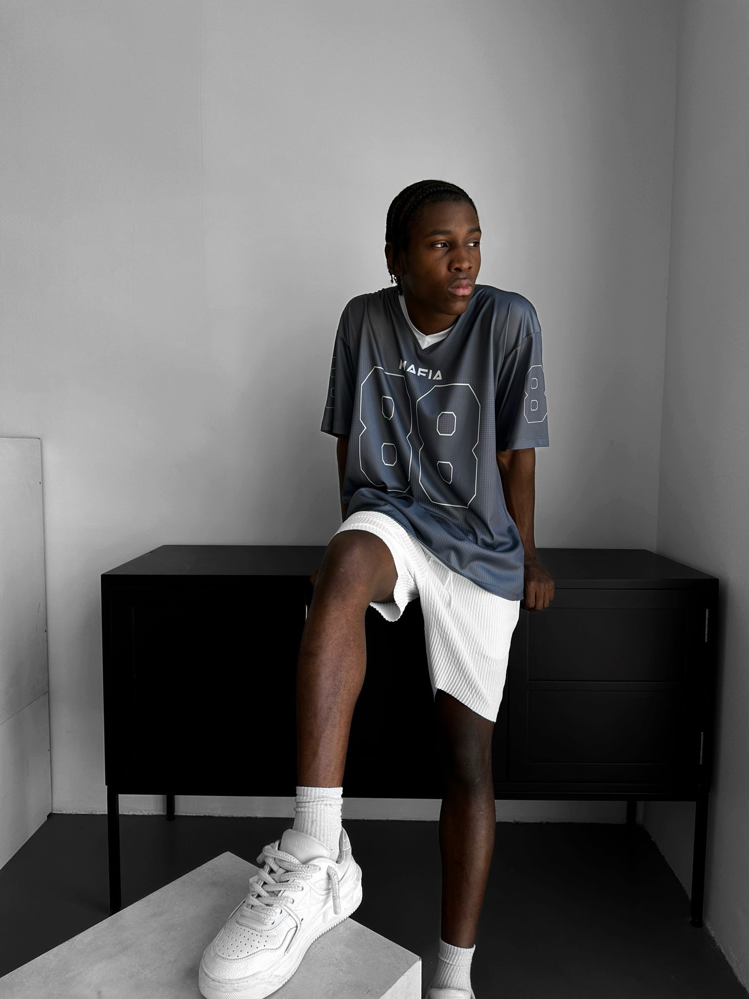 Oversize Varsity Mafia T-Shirt - Anthracite