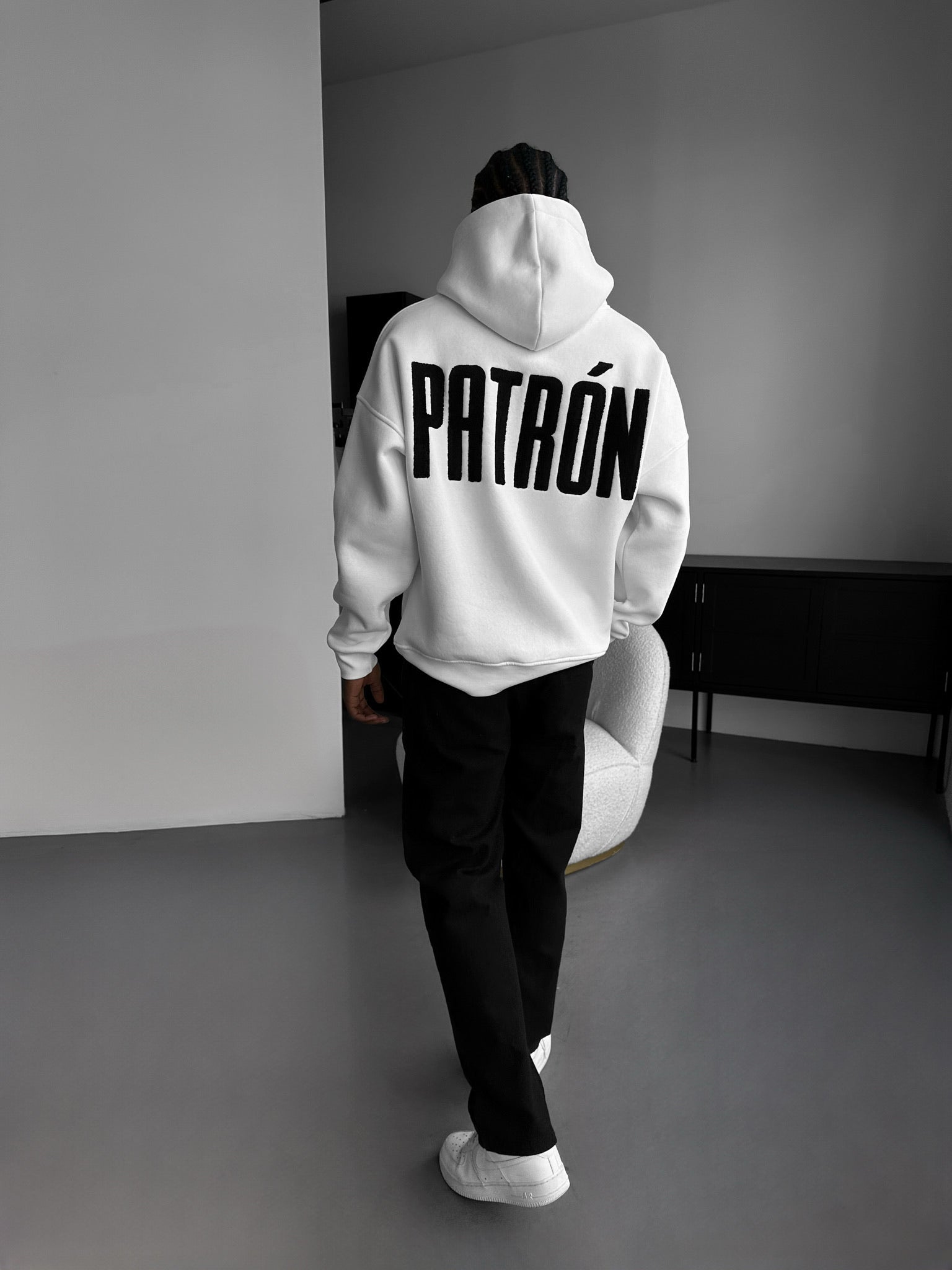 Oversize Detailed Patron Hoodie - Ecru