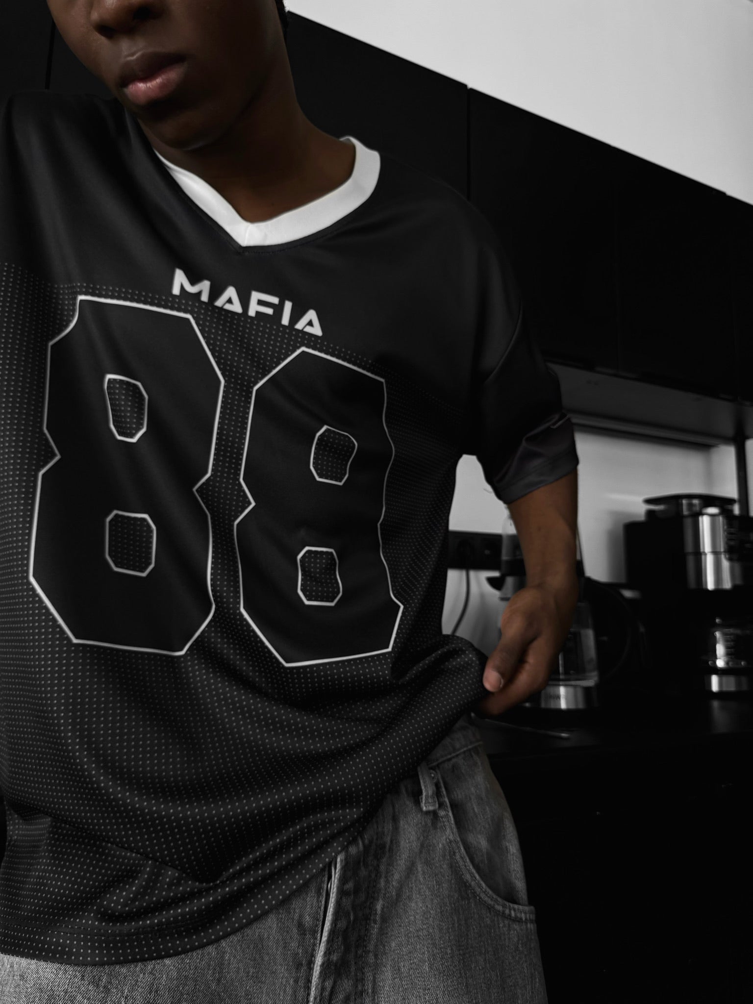 Oversize Varsity Mafia T-Shirt - Black
