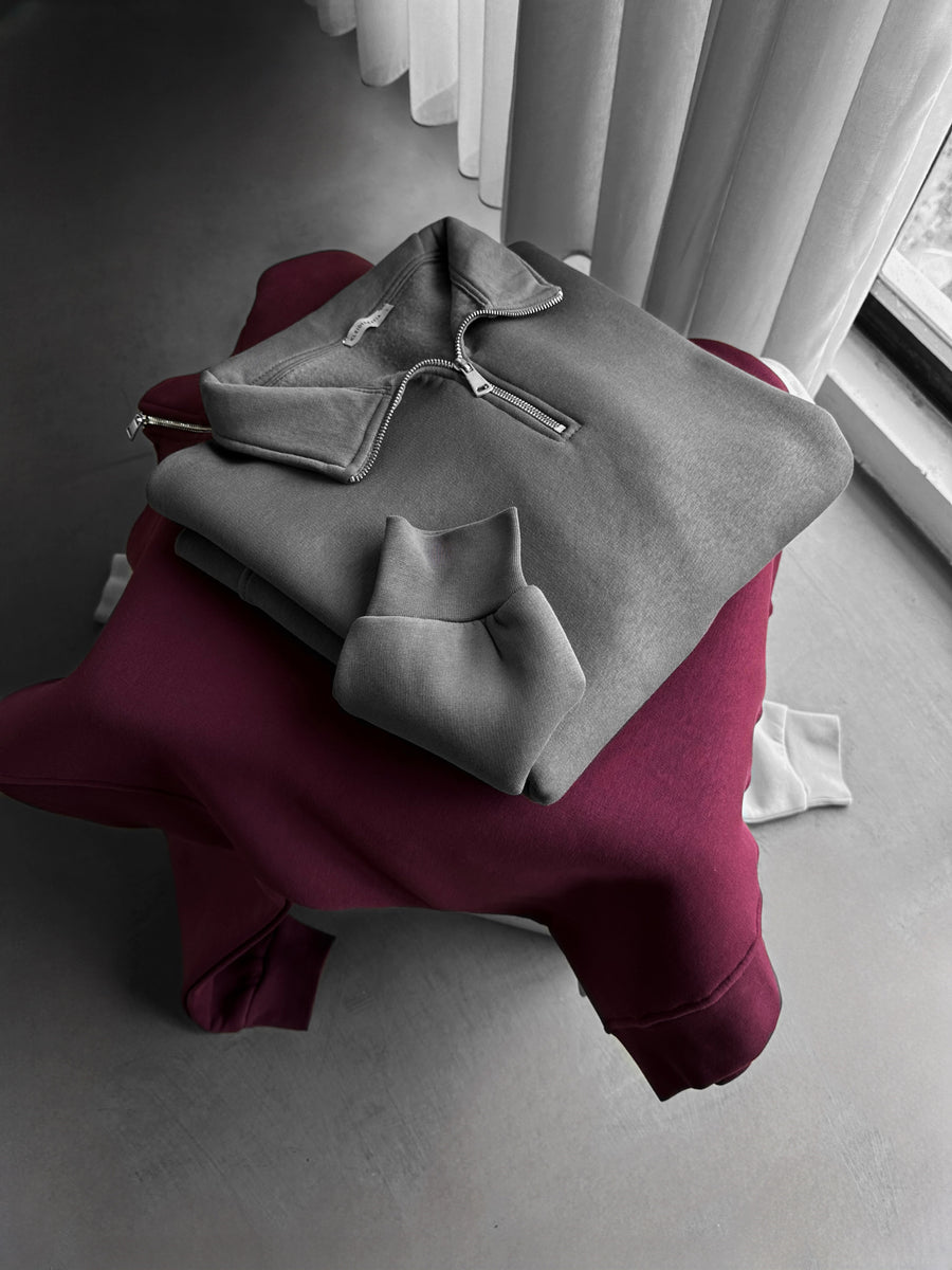 Oversize Half-Zip Polo Sweatshirt - Anthracite