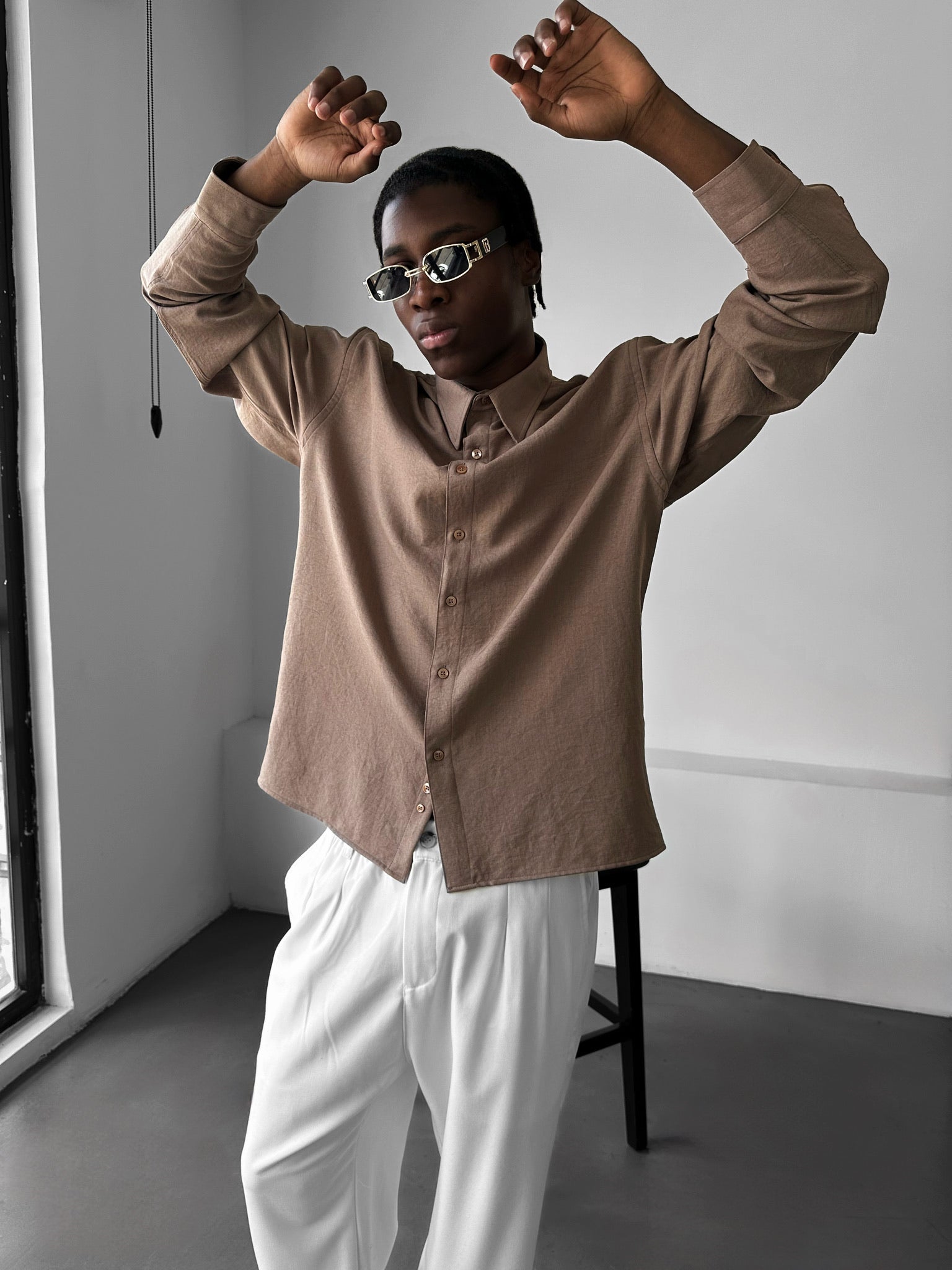 Oversize Oxford Shirt - Beige